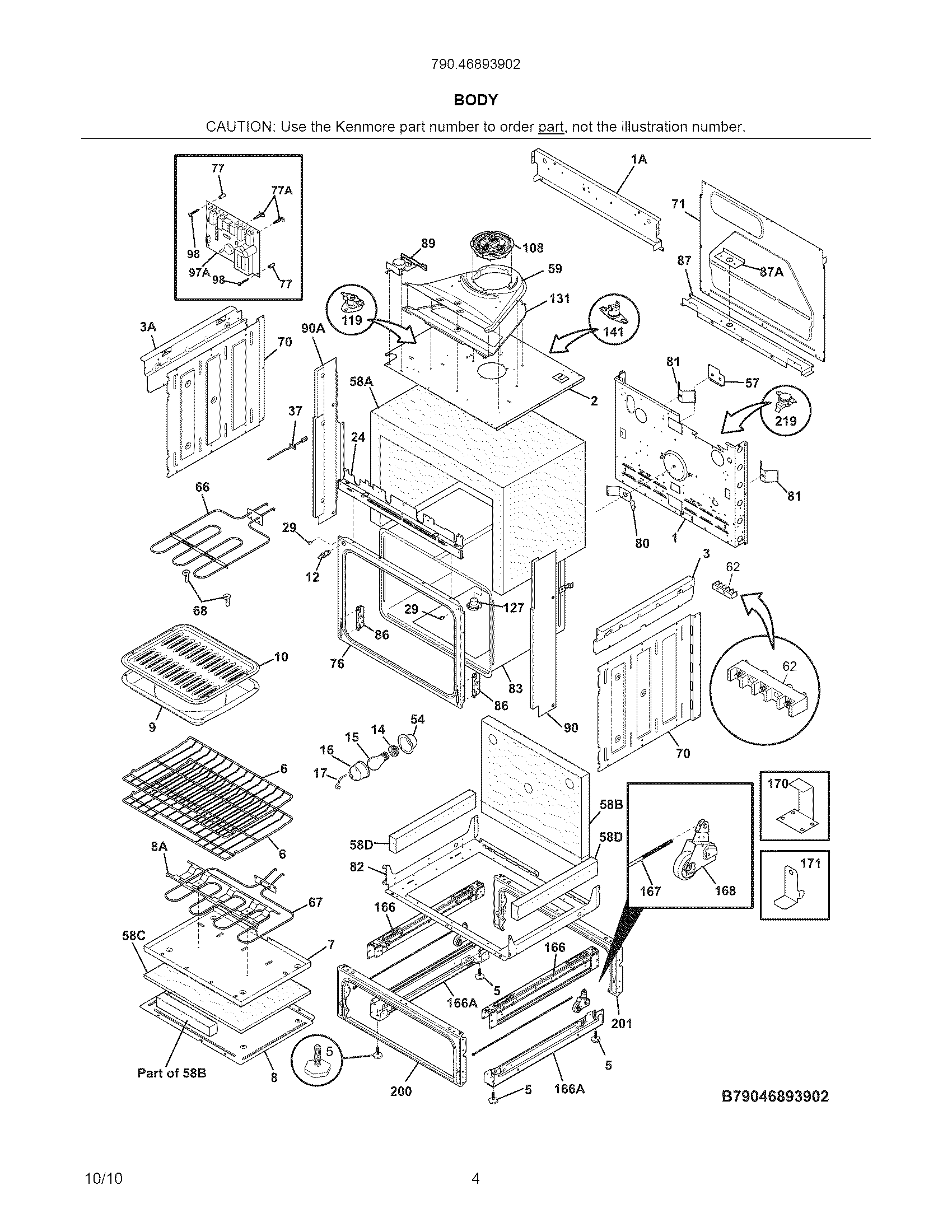 Kenmore 79046893902 body diagram