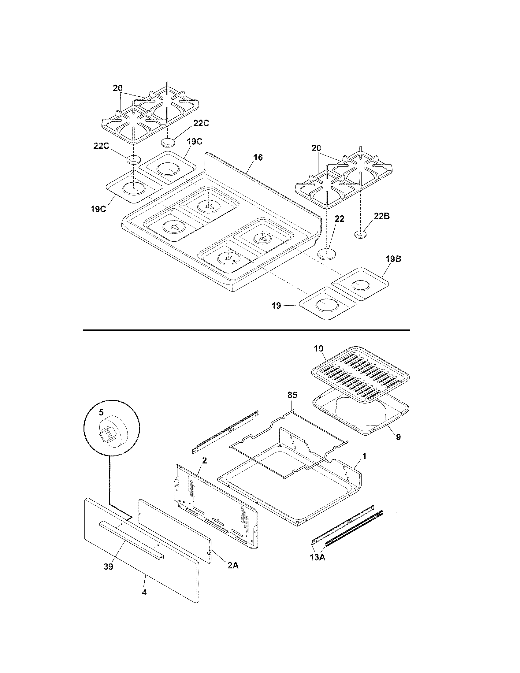 Kenmore 79070119707 top/drawer diagram