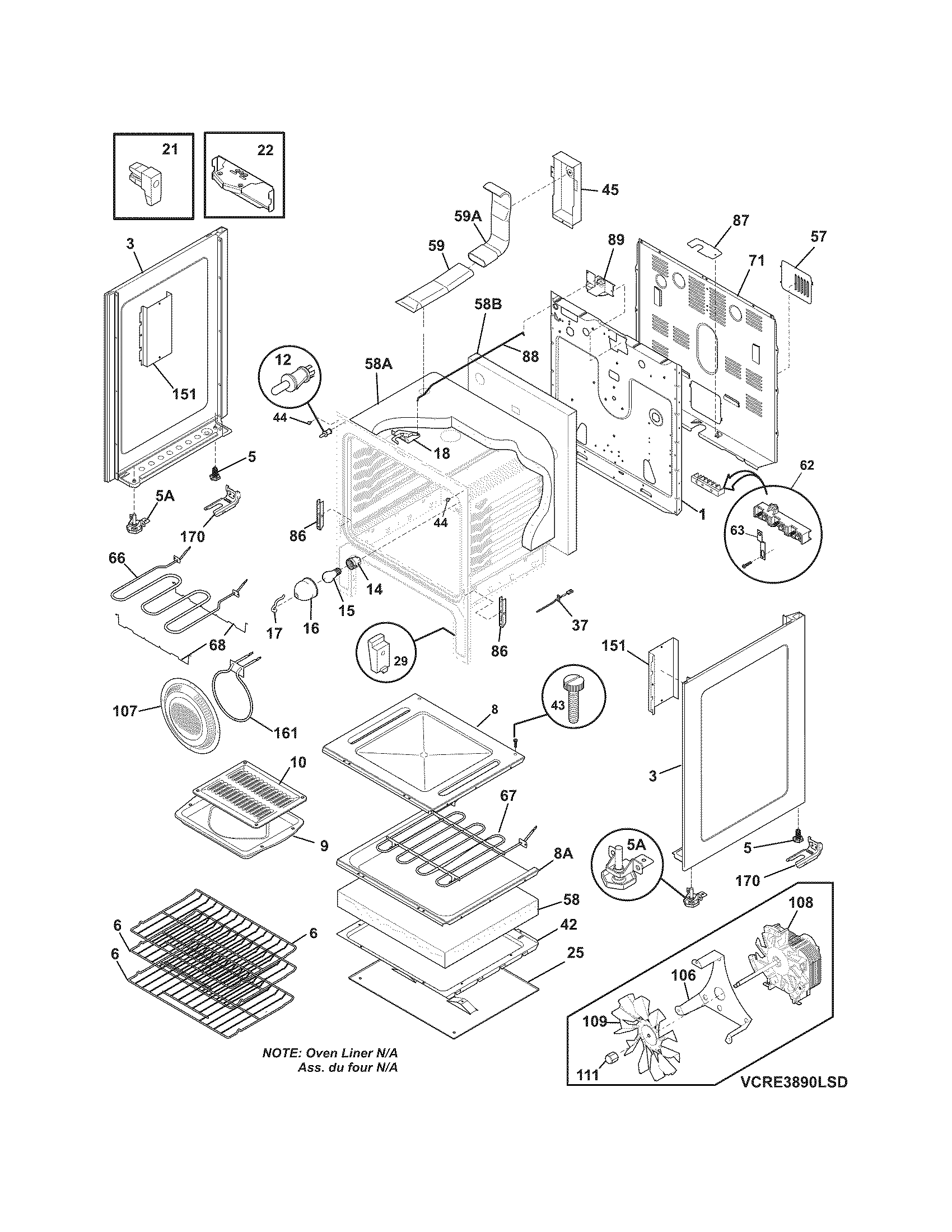 Crosley CRE3890LSD body diagram
