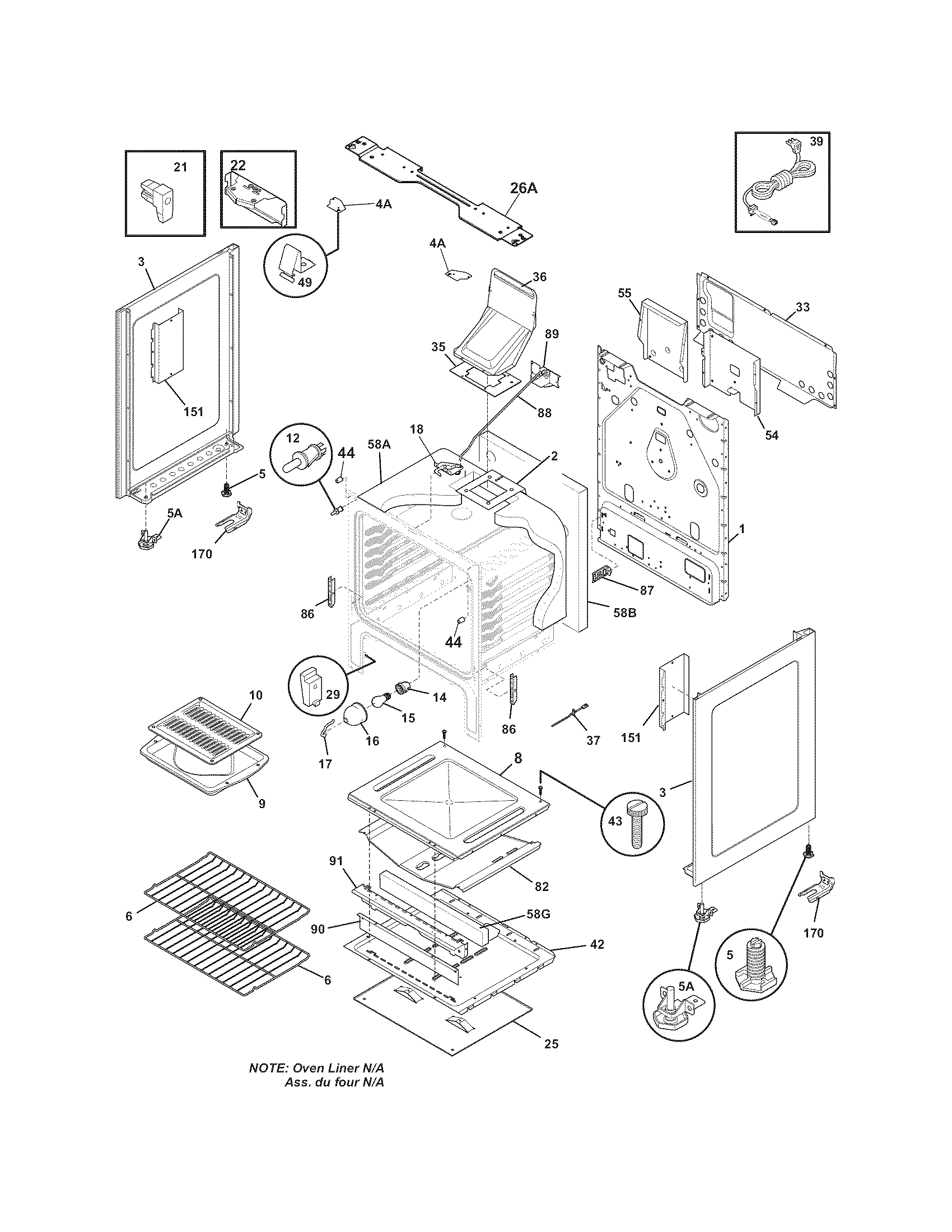 Frigidaire FFGF3023LSA body diagram