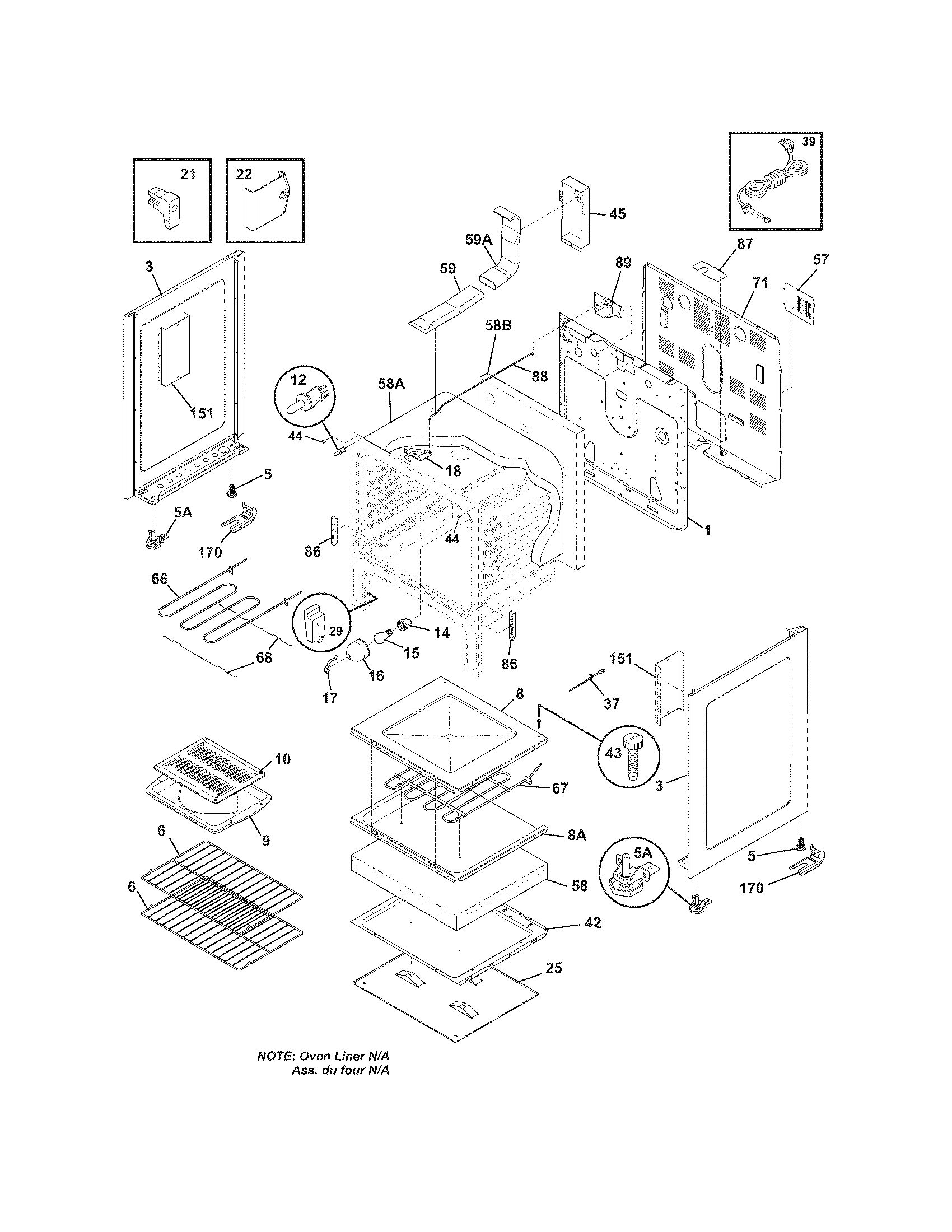 Crosley CCRE3880LWA body diagram