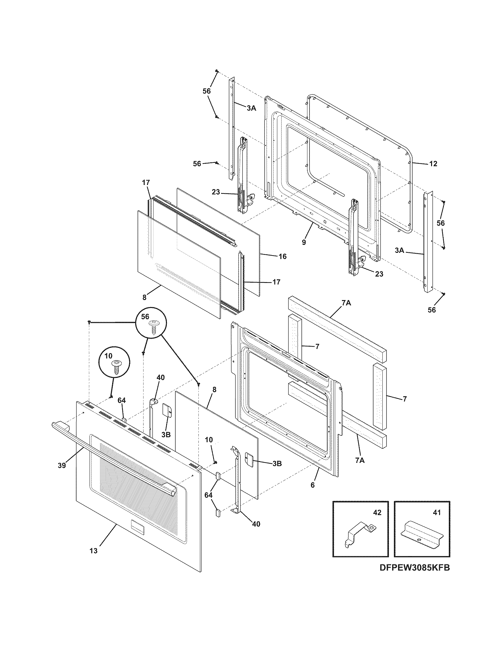 Frigidaire FPEW3085KFB door diagram