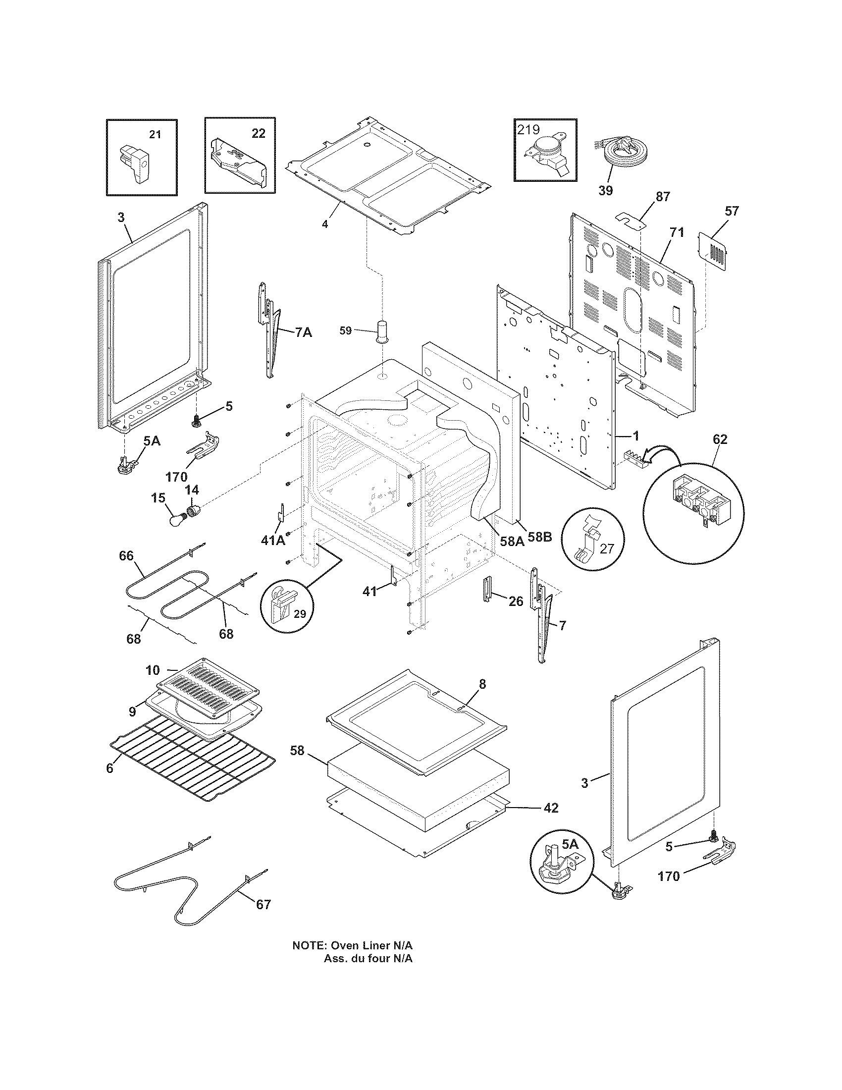 White-Westinghouse CWEF310GSD body diagram