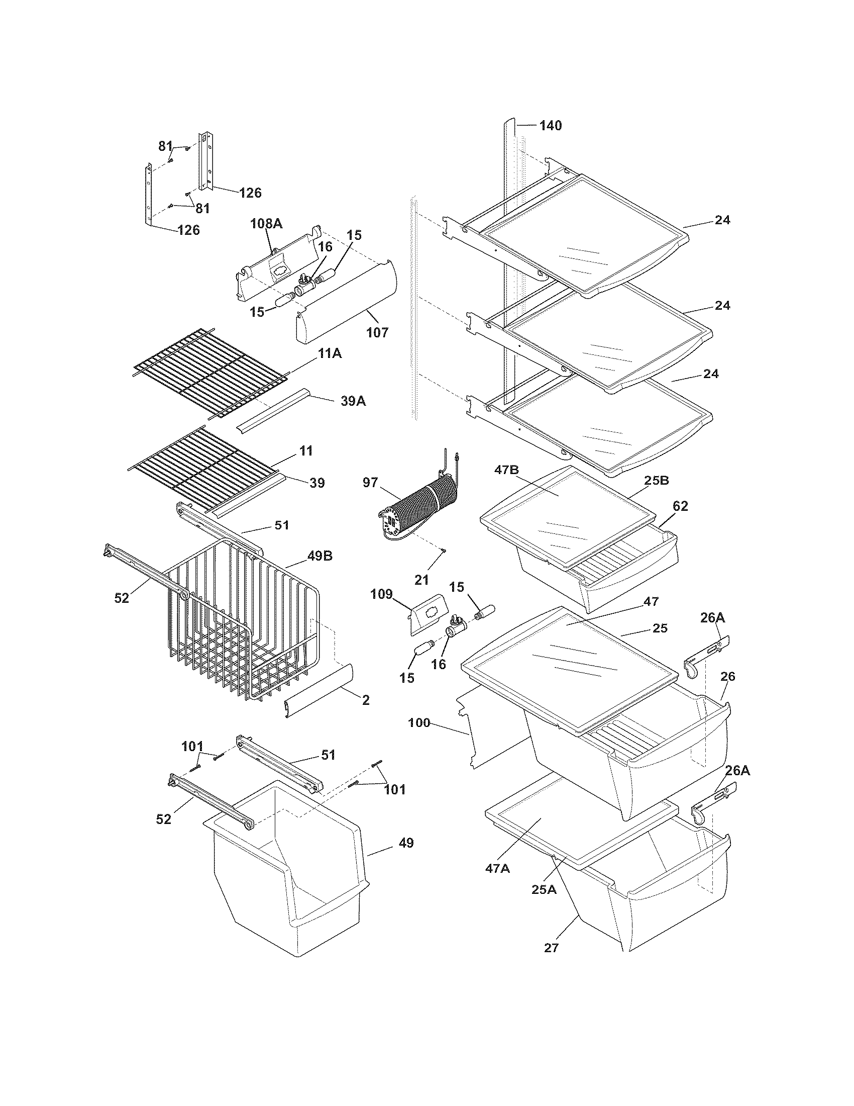 Frigidaire FGHS2368LP0 shelves diagram