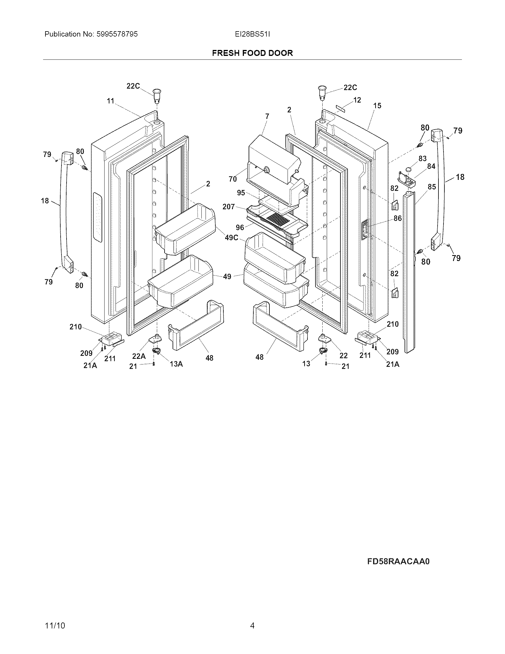 Electrolux EI28BS51IS1 fresh food door diagram