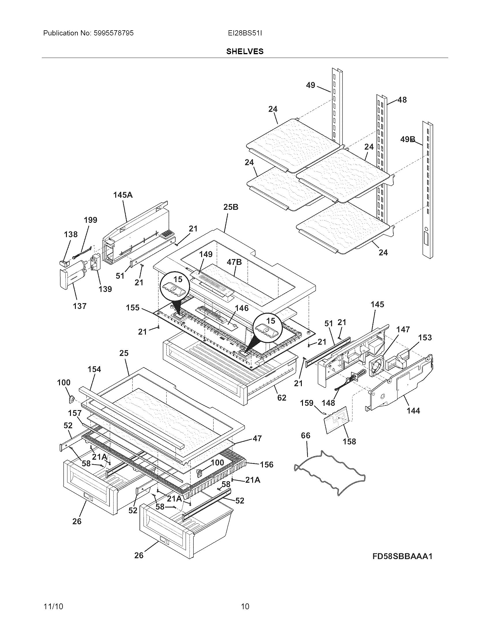 Electrolux EI28BS51IS1 shelves diagram