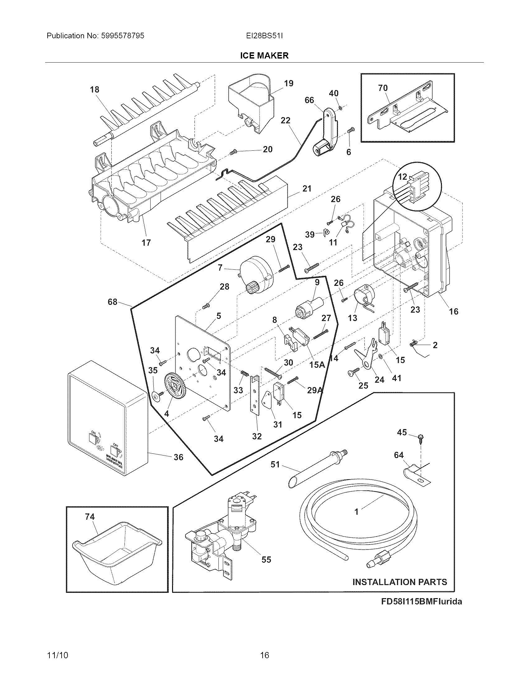 Electrolux EI28BS51IS1 ice maker diagram