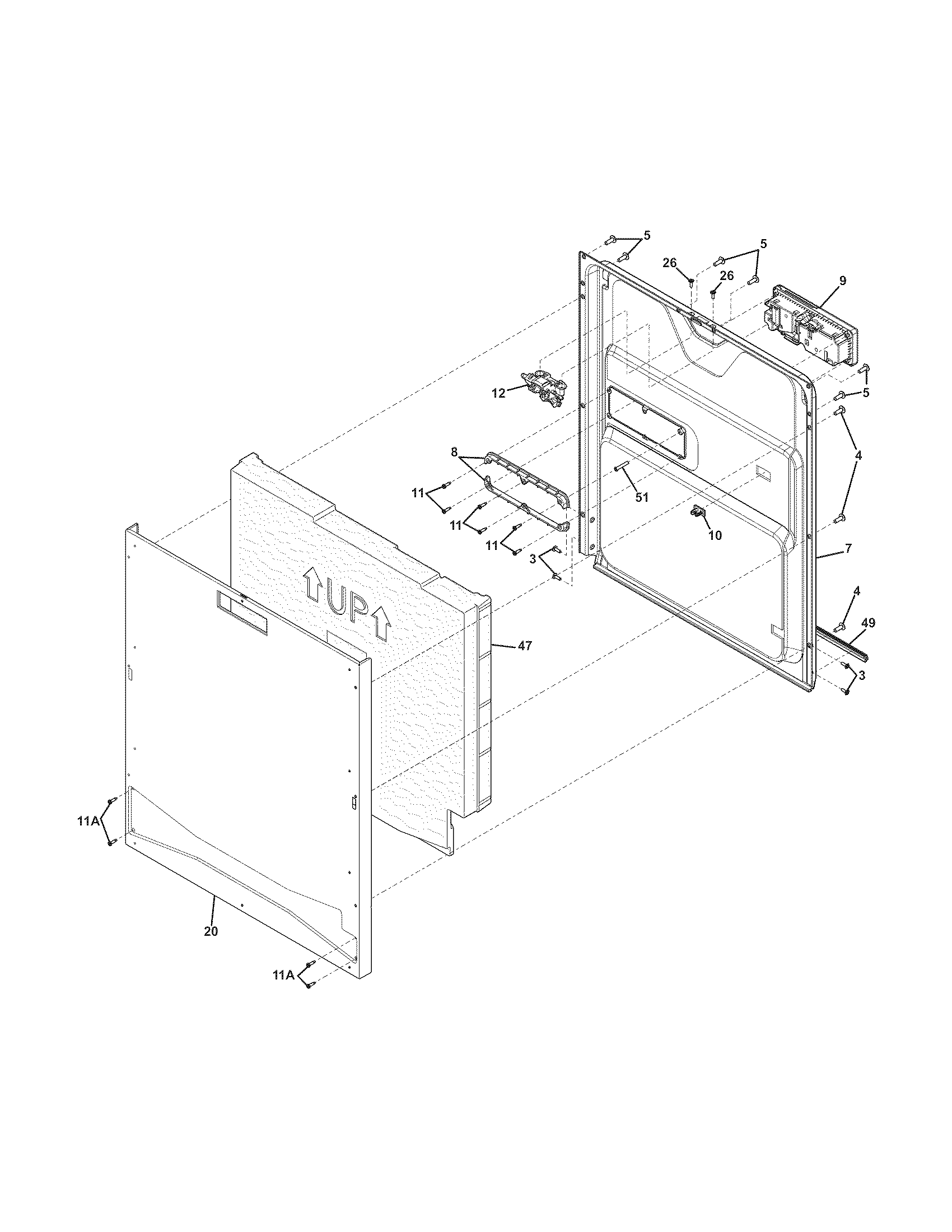 Electrolux EIDW6405HT0A door diagram