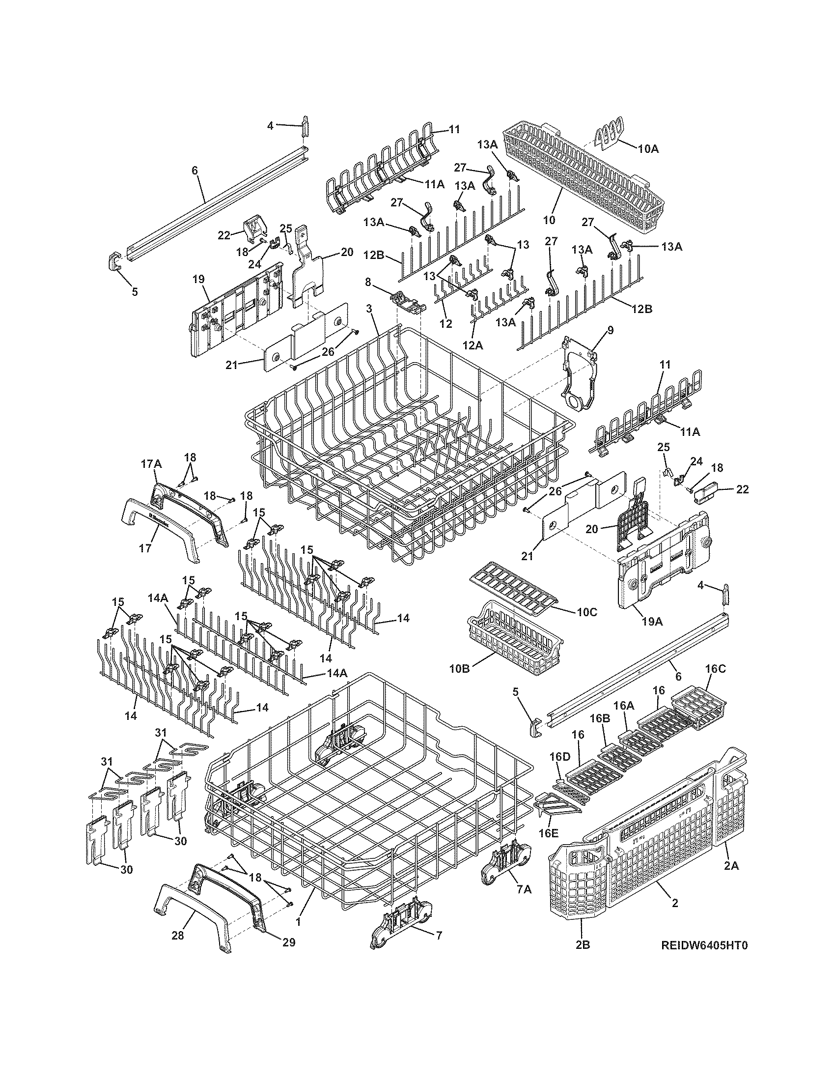 Electrolux EIDW6405HT0A racks diagram