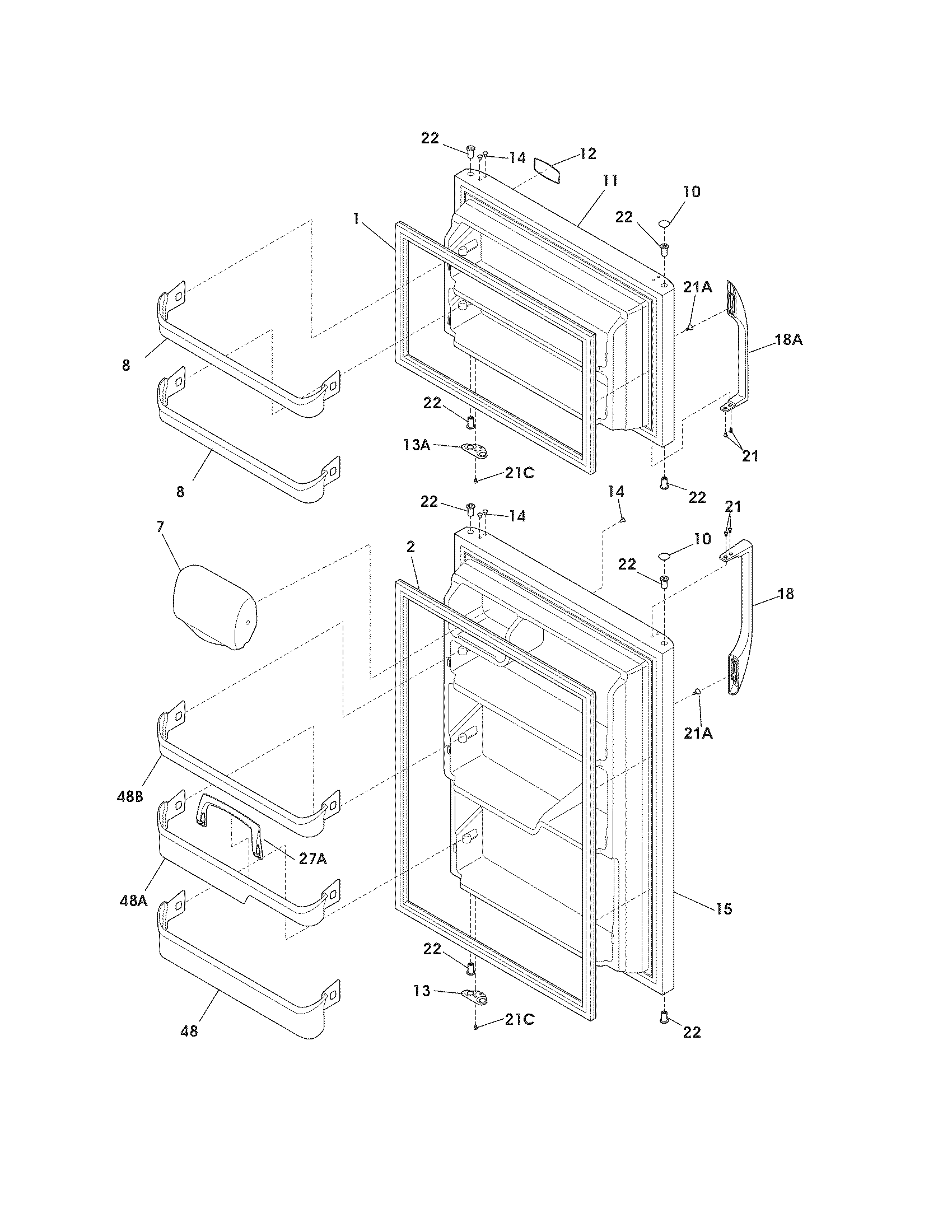 Frigidaire FFHT2126LQ2 door diagram