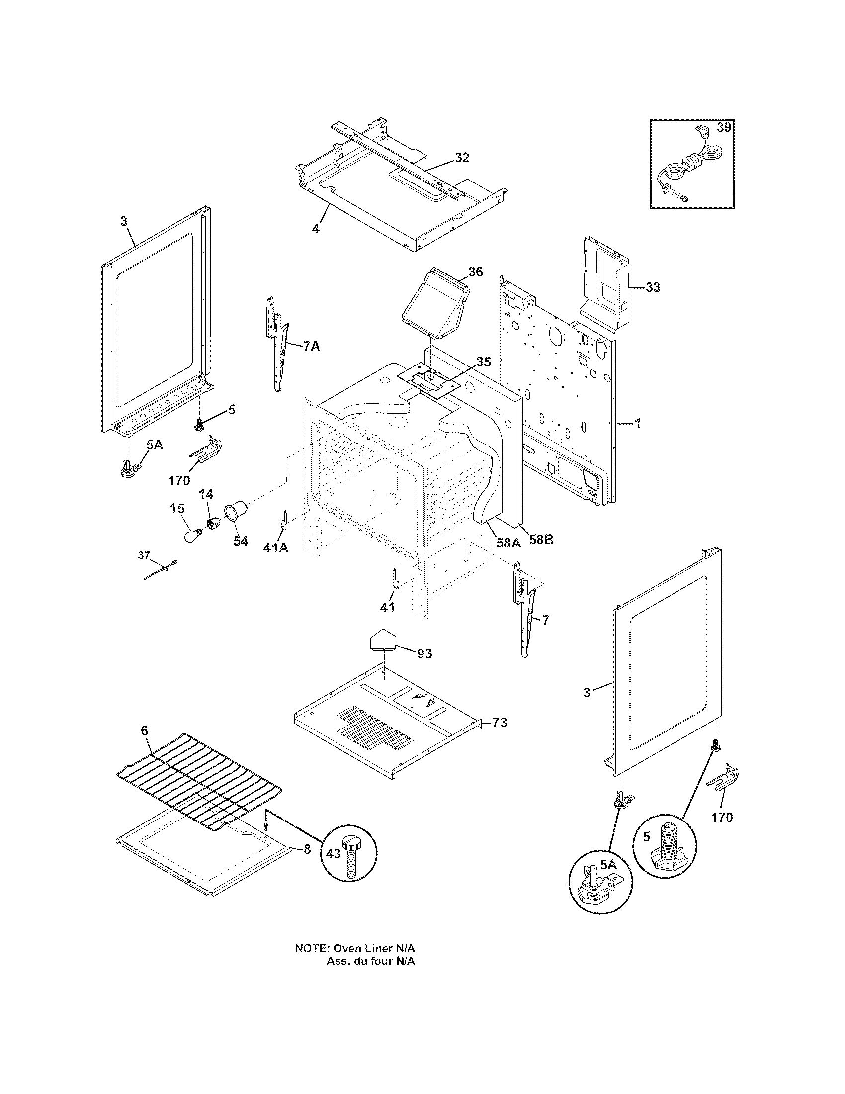 Frigidaire FFGF3011LWC body diagram