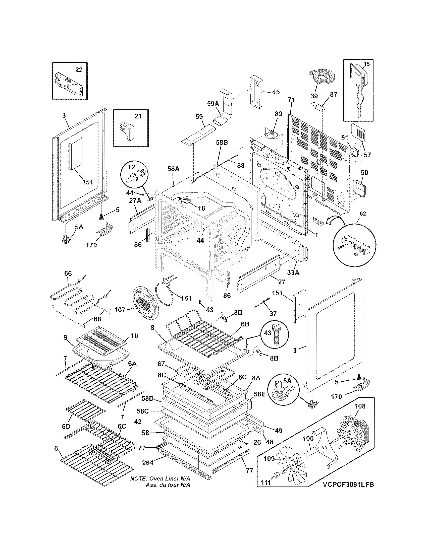 Frigidaire CPCF3091LFB body diagram
