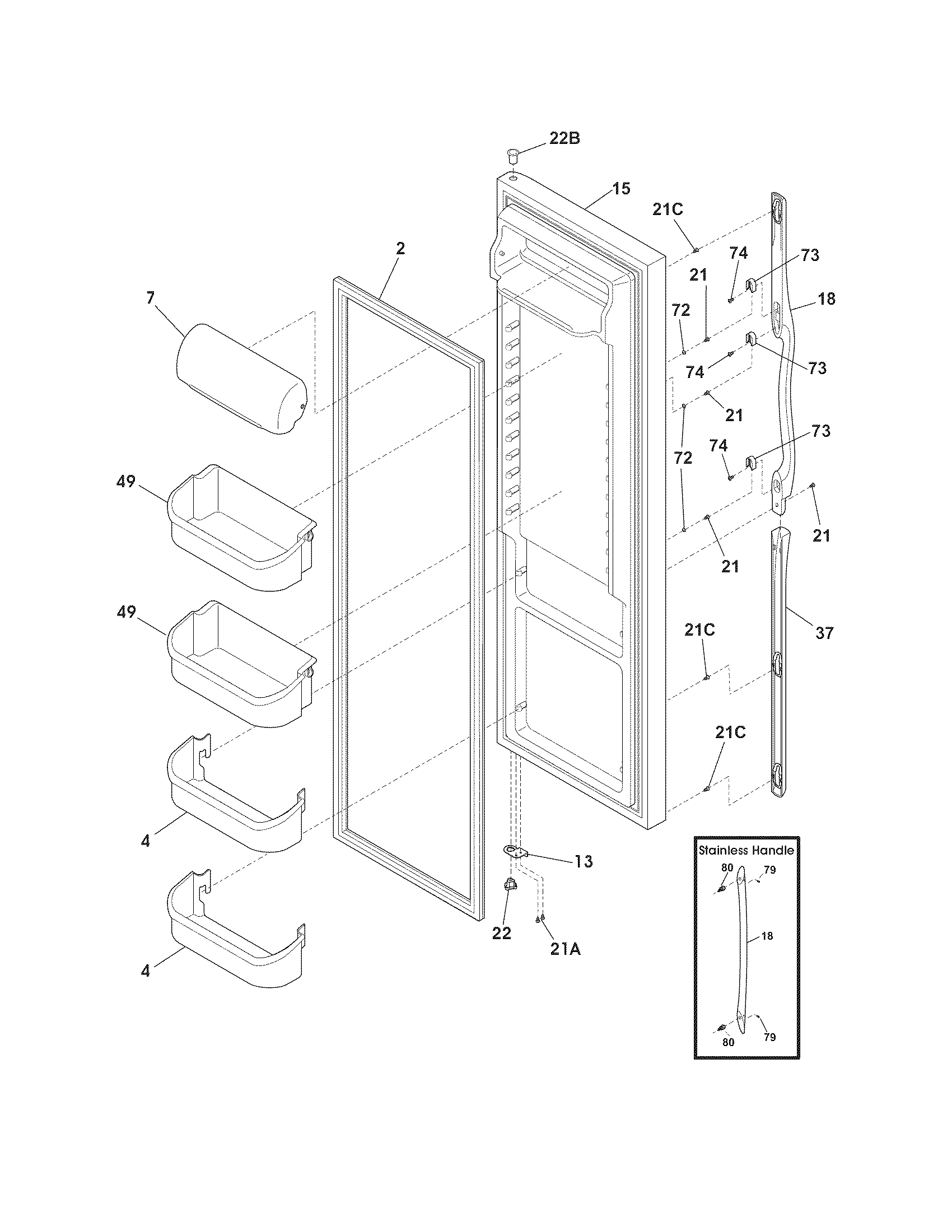 Frigidaire FRS6LF7JB6 refrigerator door diagram