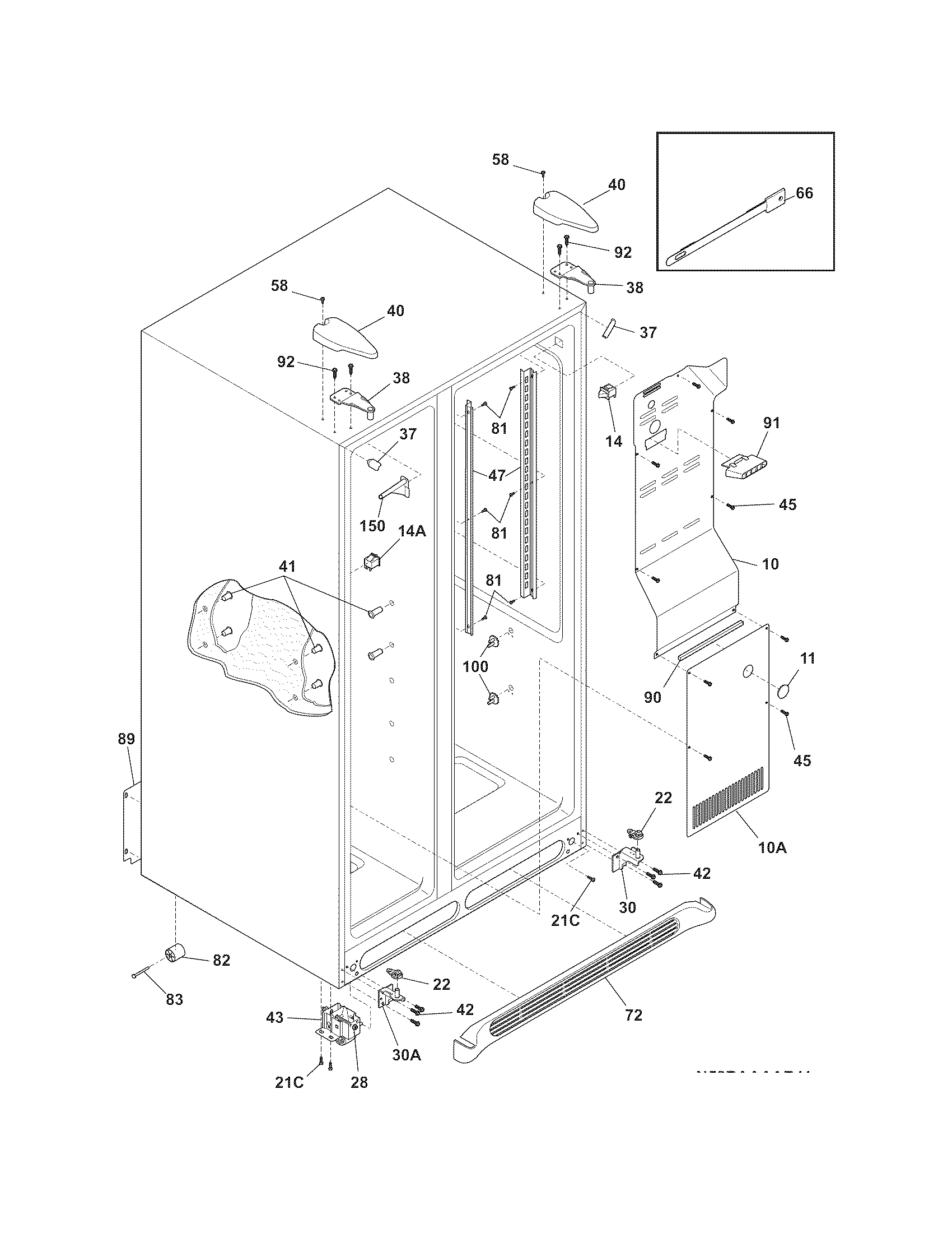 Frigidaire FRS6LF7JB6 cabinet diagram