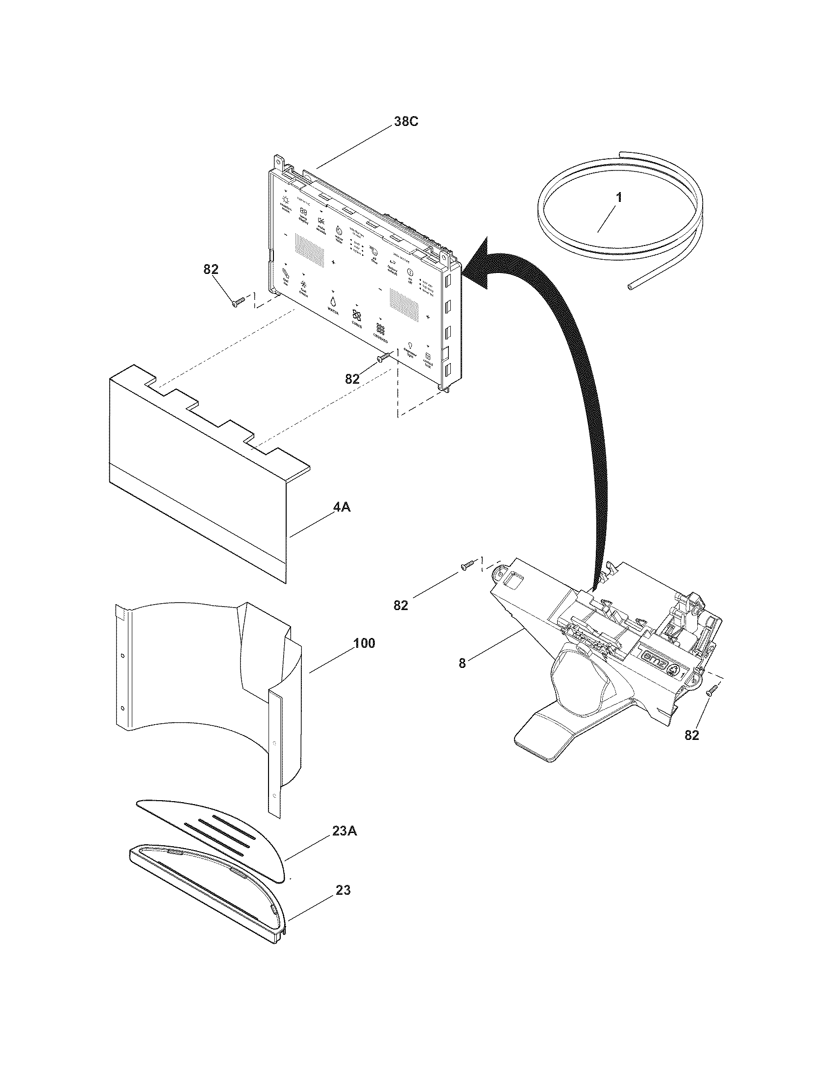 Electrolux E23BC78IPS6 controls & ice dispenser diagram