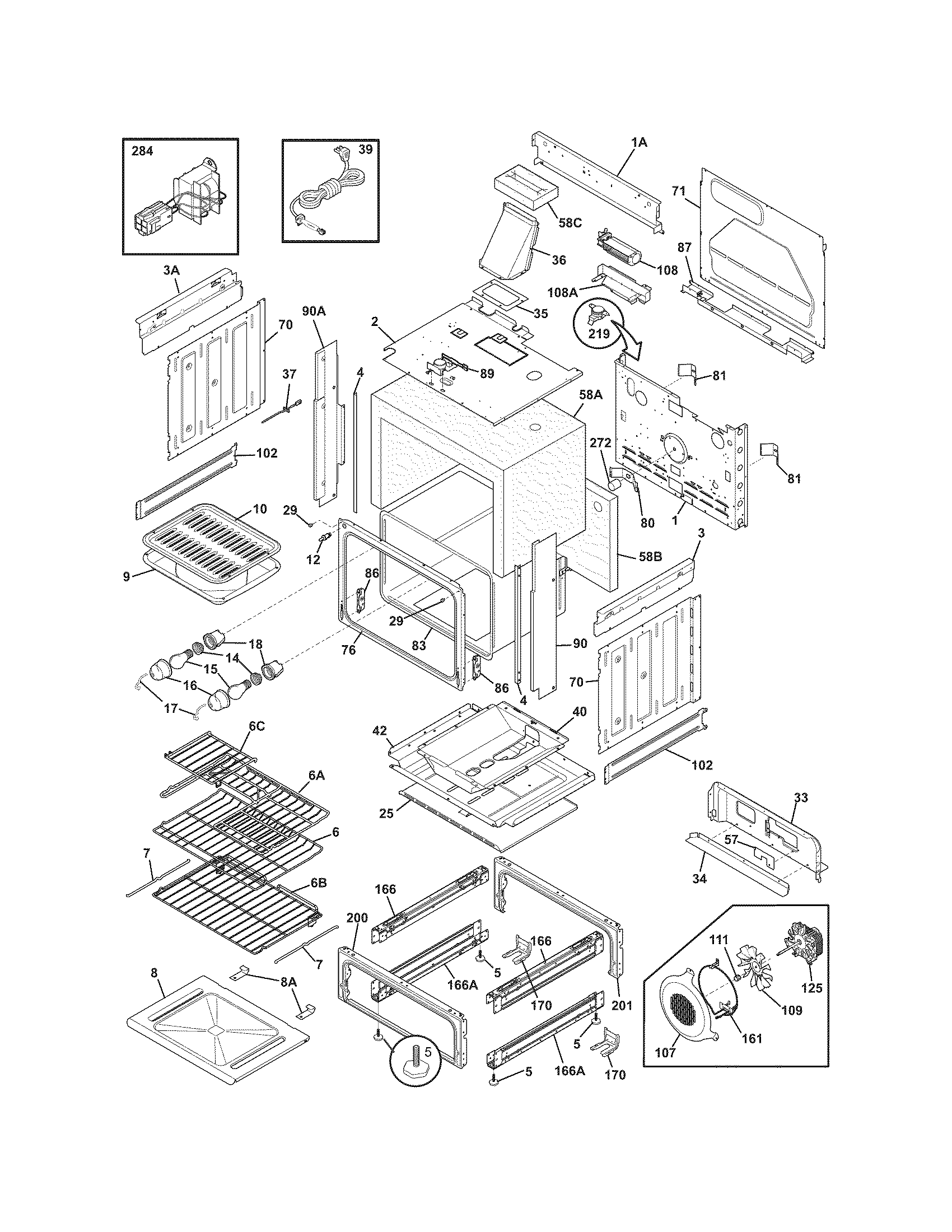 Frigidaire FGGS3075KWC body diagram