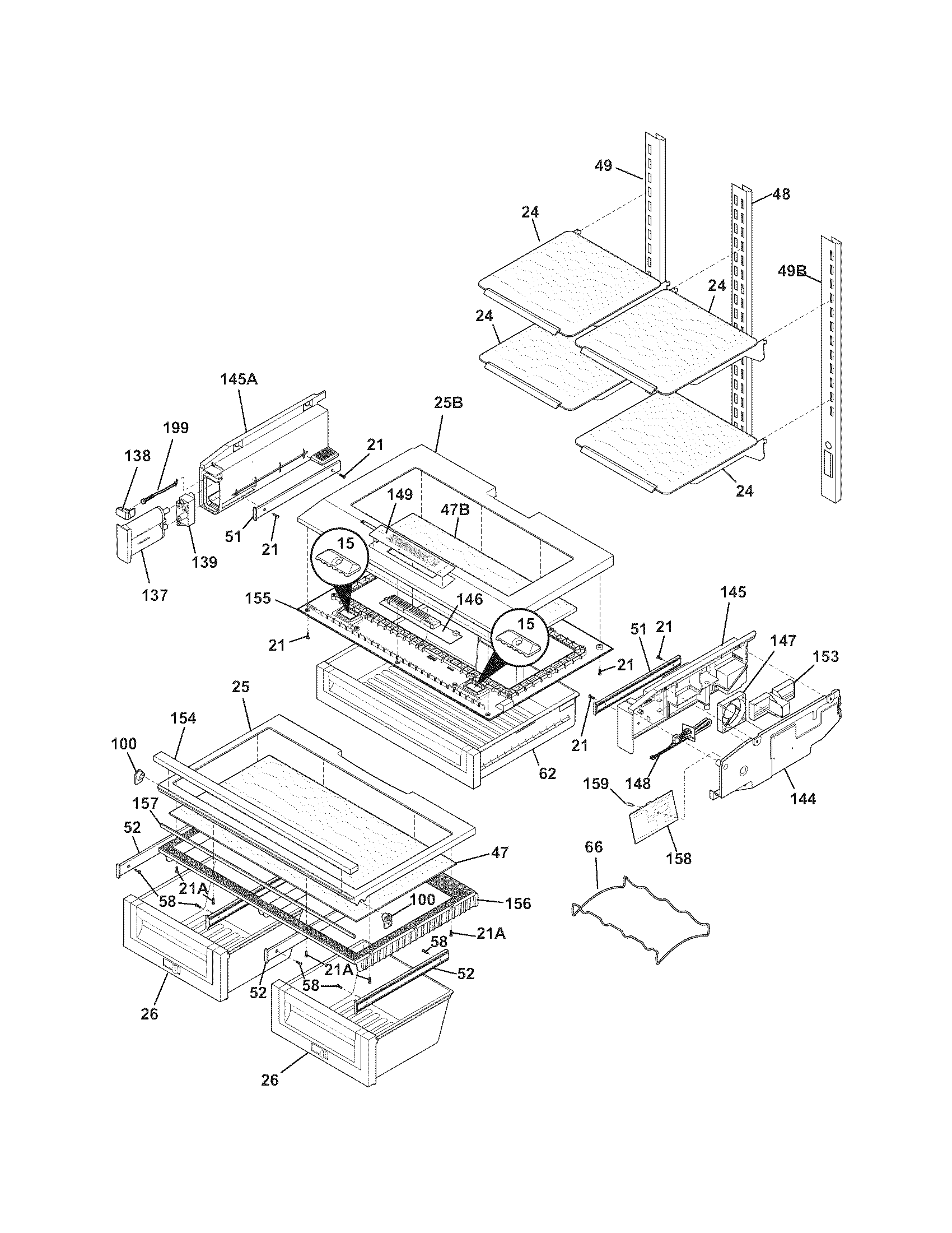 Electrolux EI28BS51IS3 shelves diagram