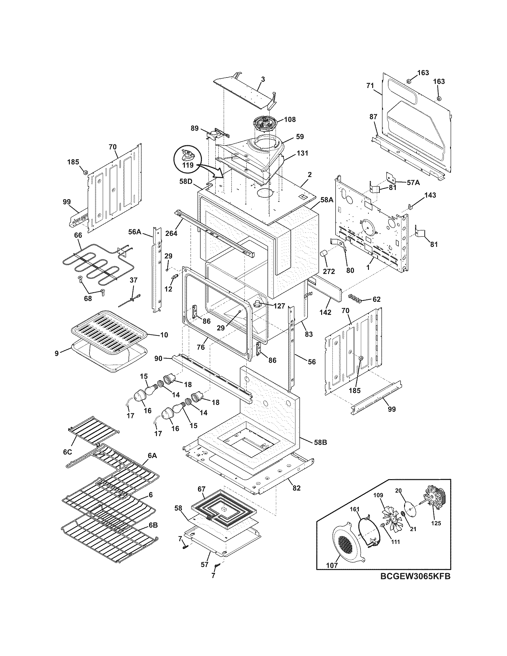 Frigidaire CGEW3065KWB body diagram