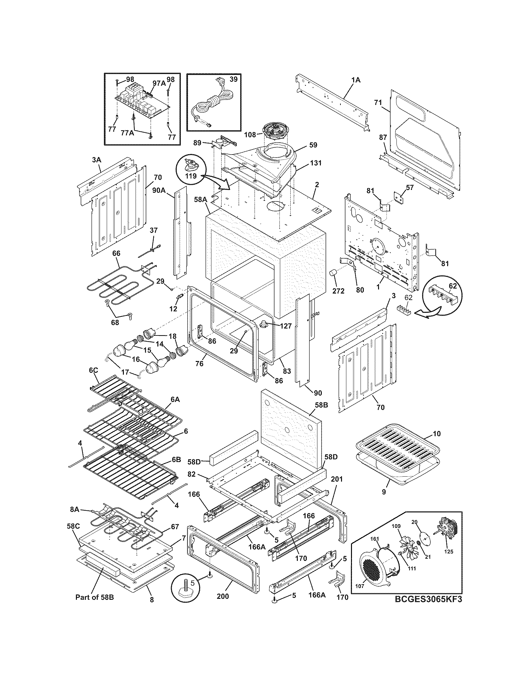 Frigidaire CGES3065KW3 body diagram
