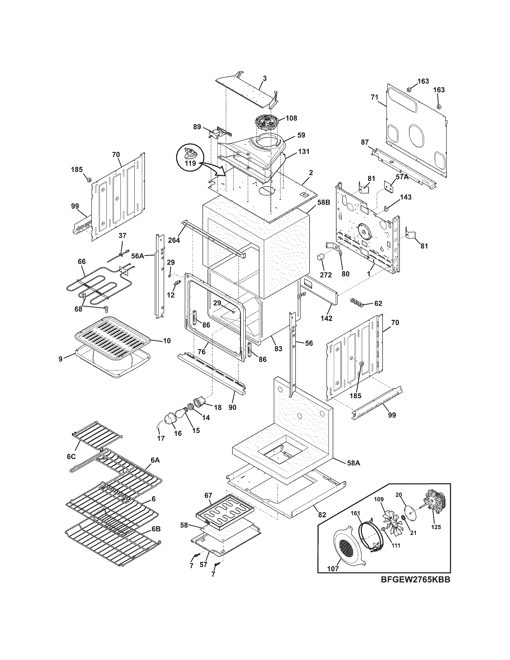 Frigidaire FGEW2765KWB body diagram