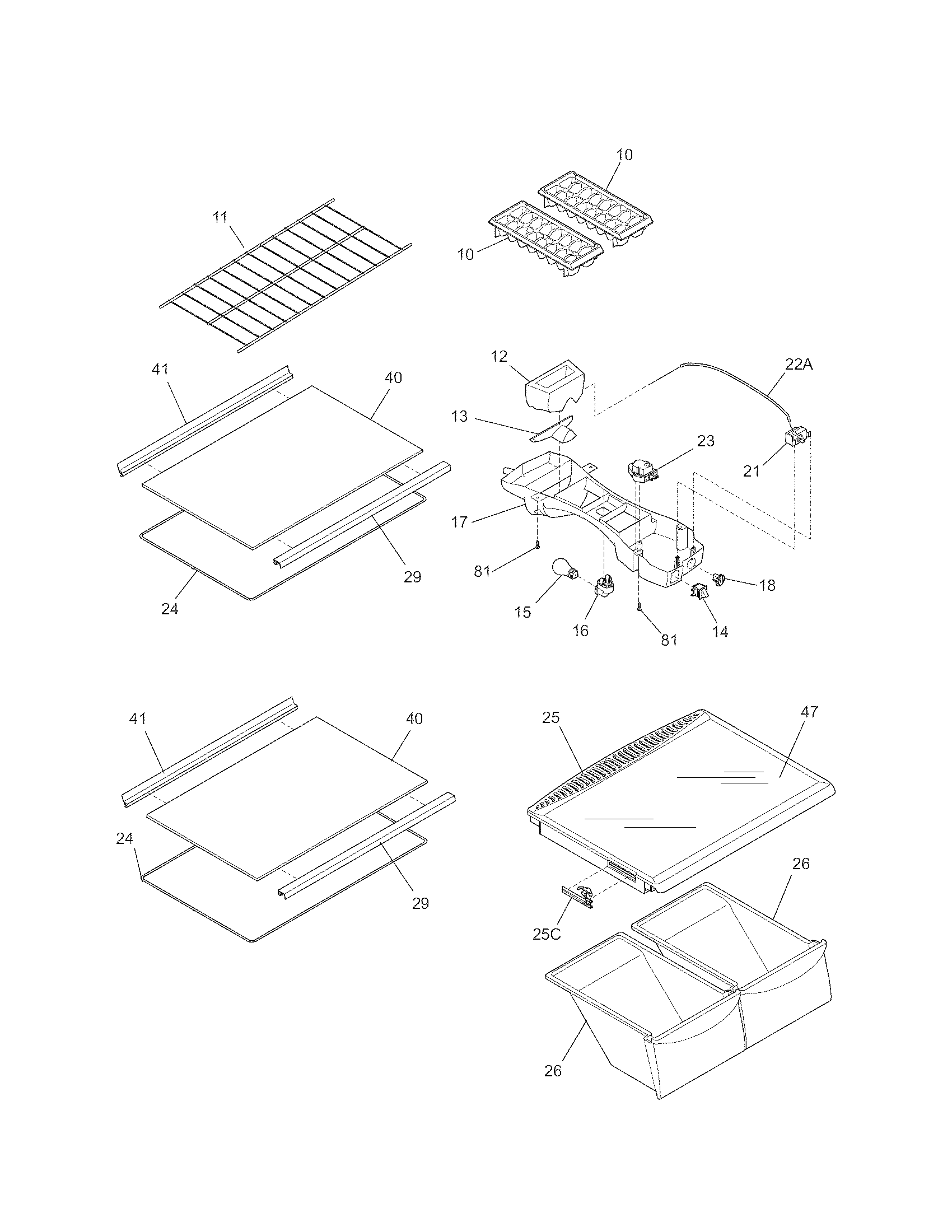 Kenmore 25368882012 shelves diagram