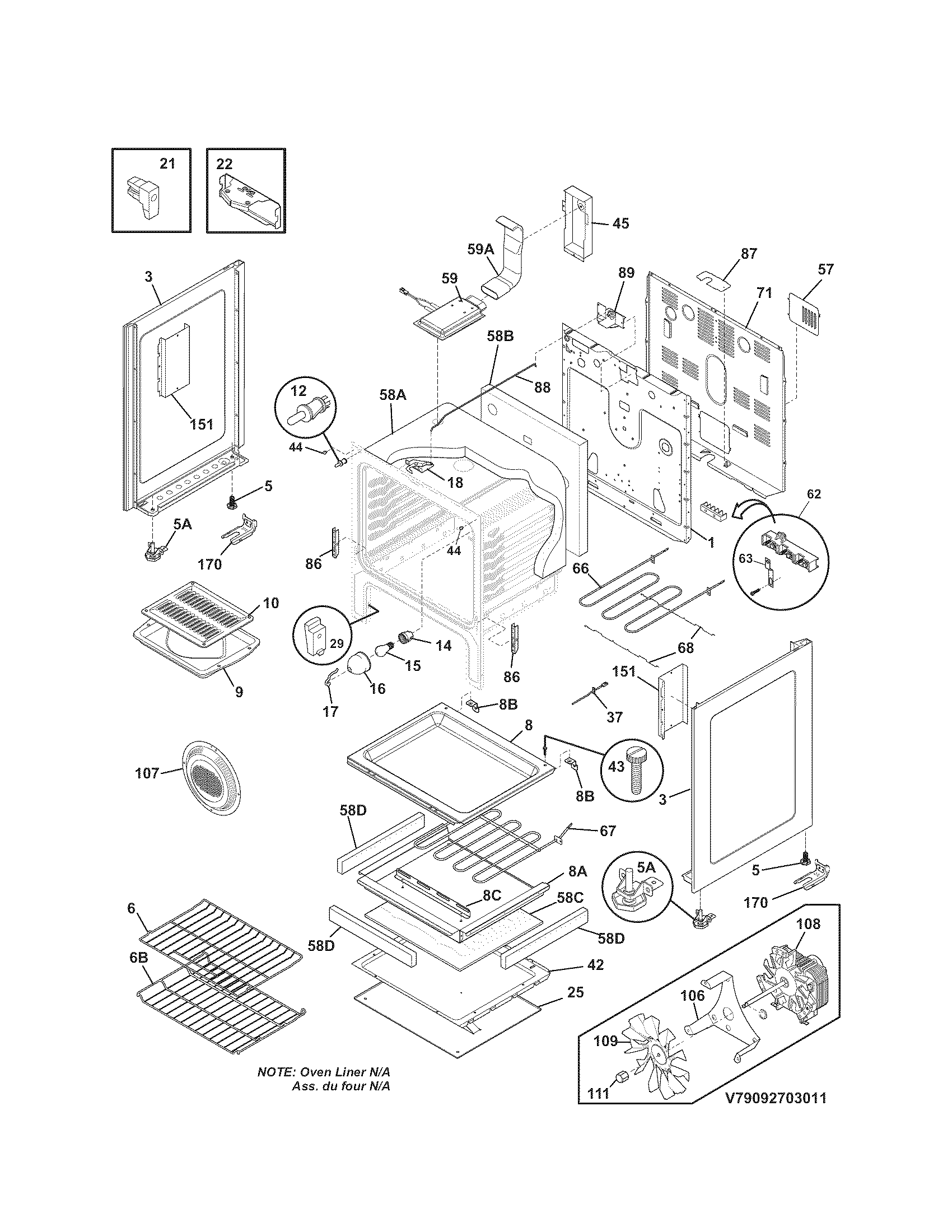 Kenmore 79092703011 body diagram