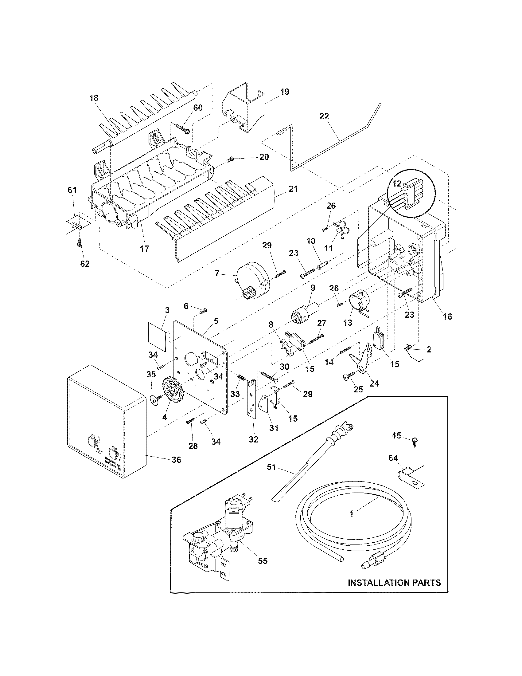 Kenmore 25378882012 ice maker diagram