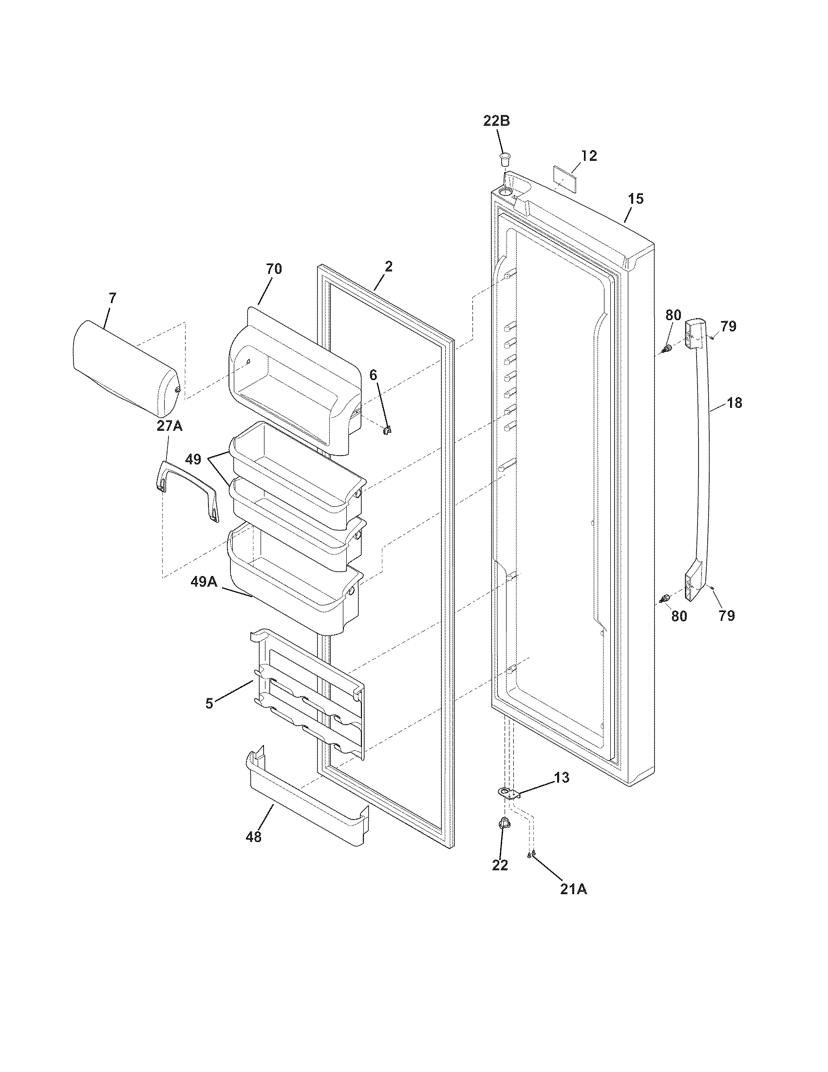 Frigidaire FPHC2398LF1 refrigerator door diagram