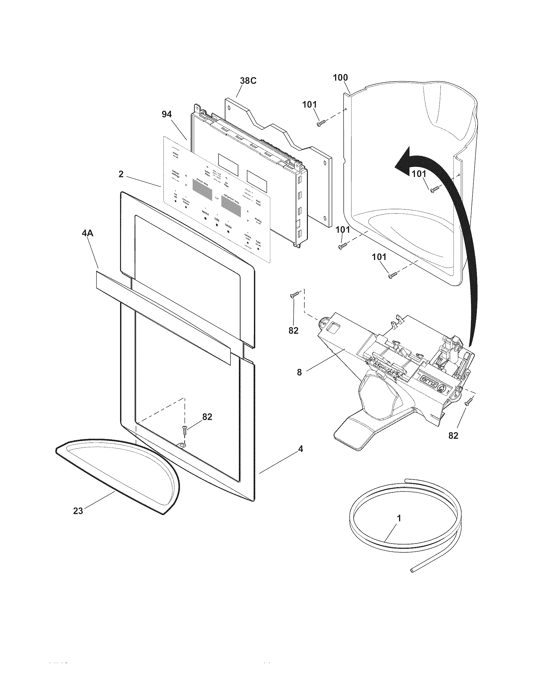 Frigidaire FPHC2398LF1 ice & water dispenser diagram