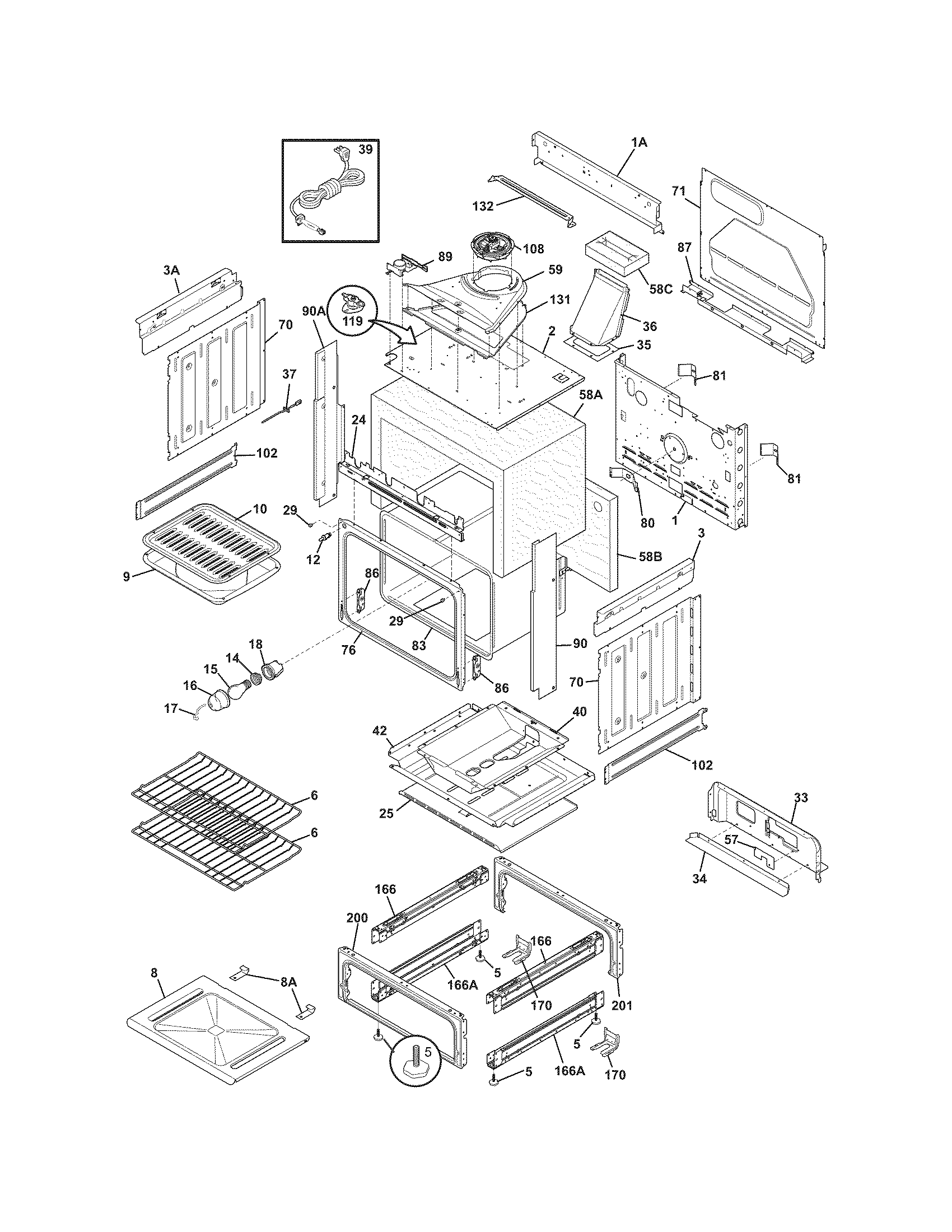 Frigidaire FFGS3025LBC body diagram