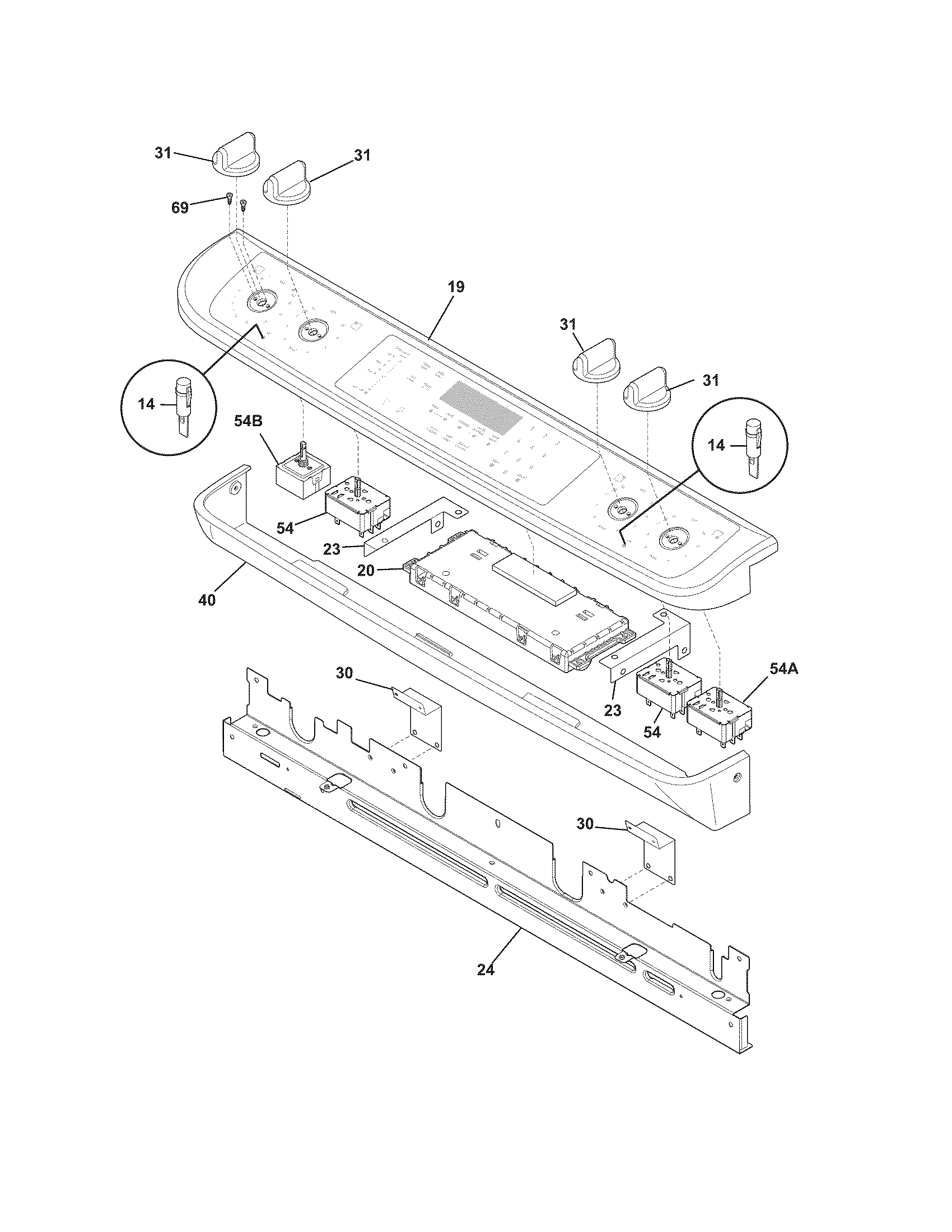 Frigidaire CGES3045KB2 backguard diagram