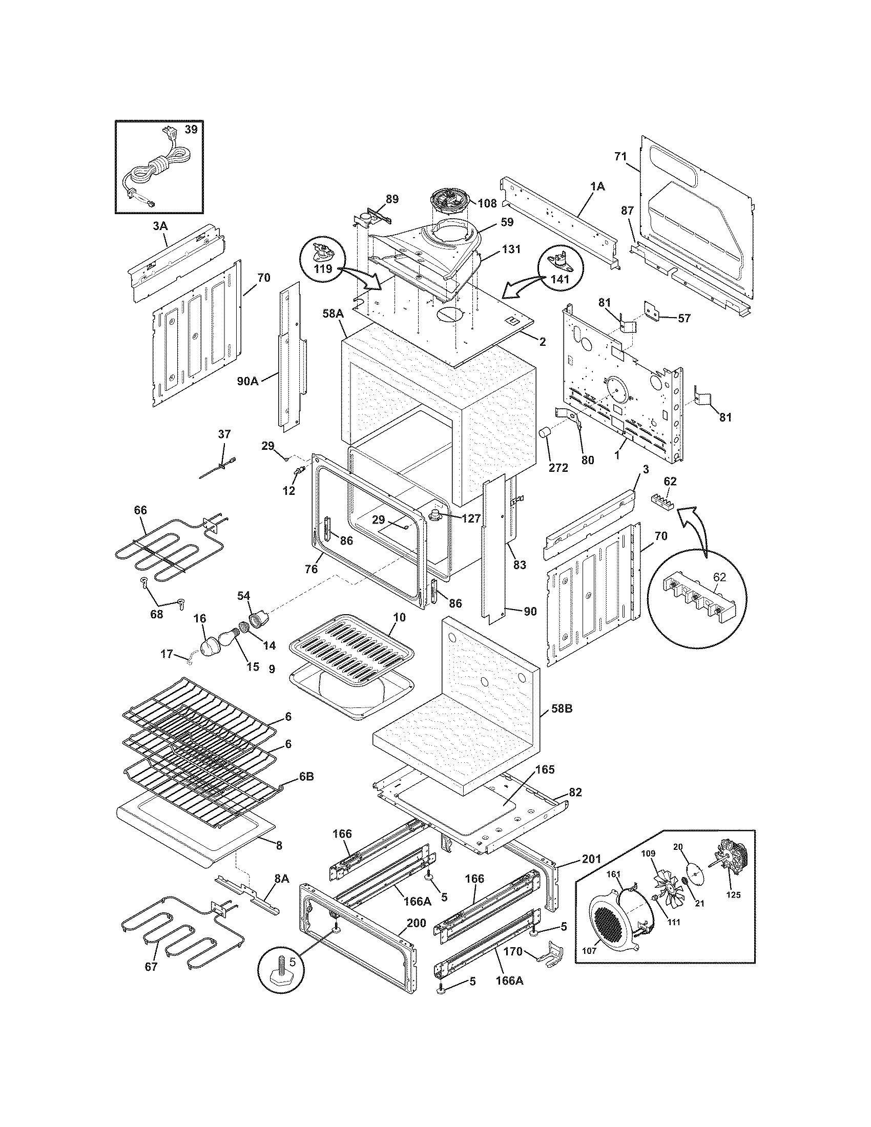 Frigidaire CGES3045KB2 body diagram