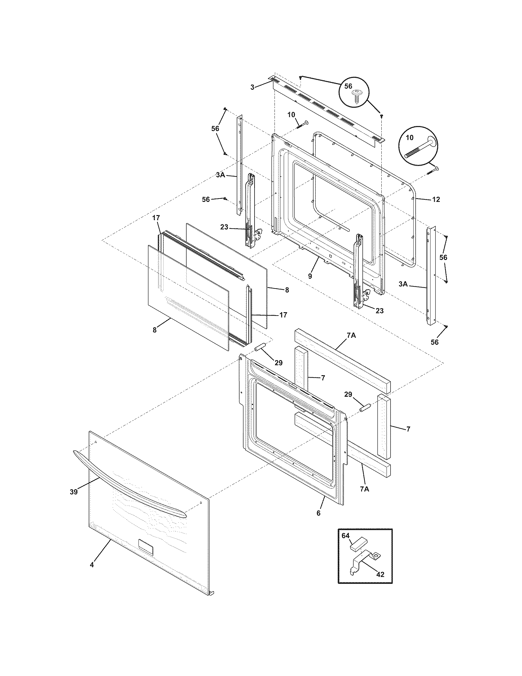 Frigidaire CGES3045KB2 door diagram