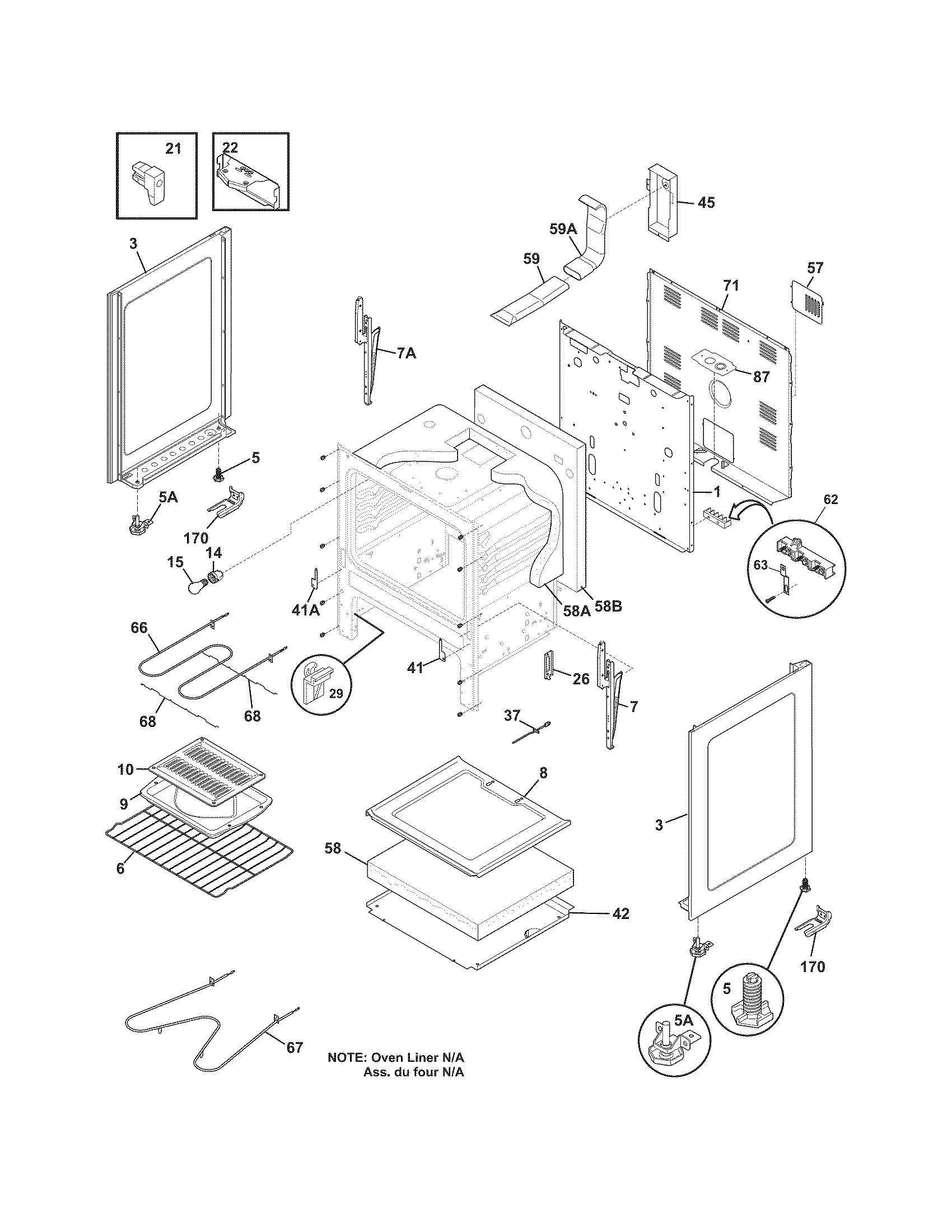 Frigidaire FFEF3013LBC body diagram