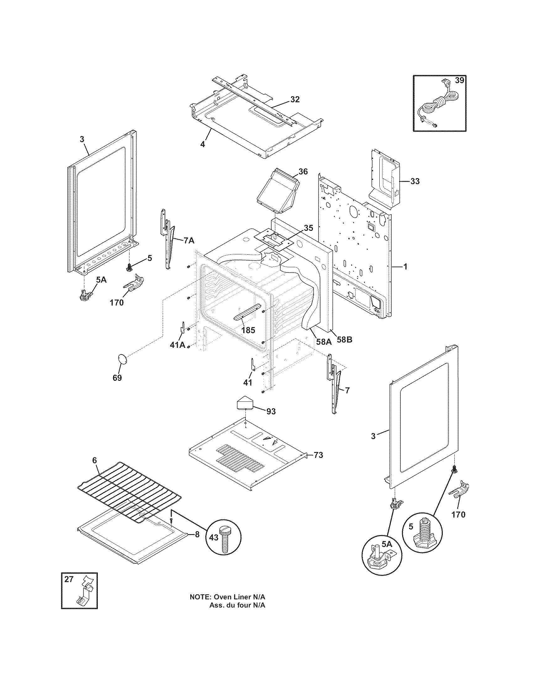 Crosley CRG3120LWC body diagram