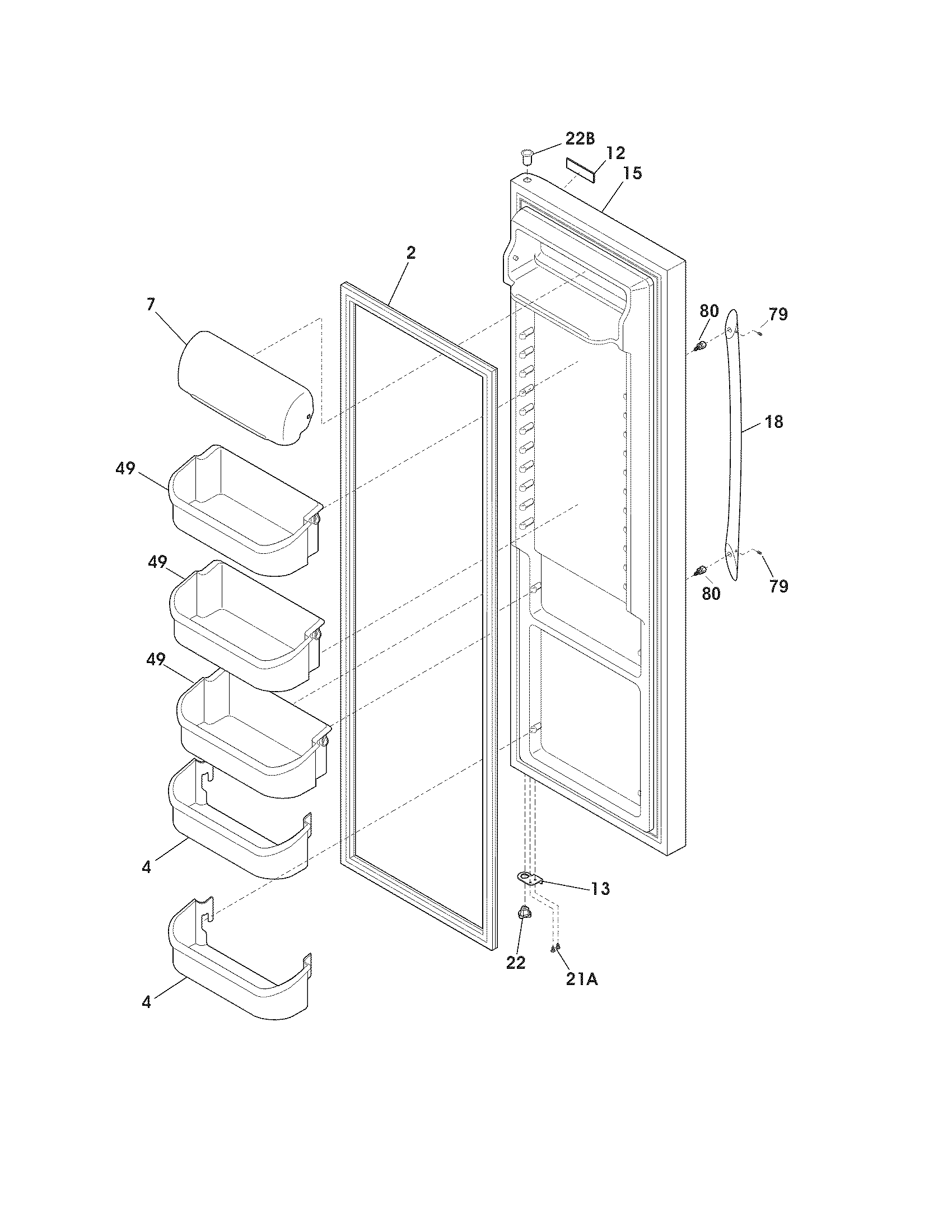 Frigidaire FGHS2369KP4 refrigerator door diagram