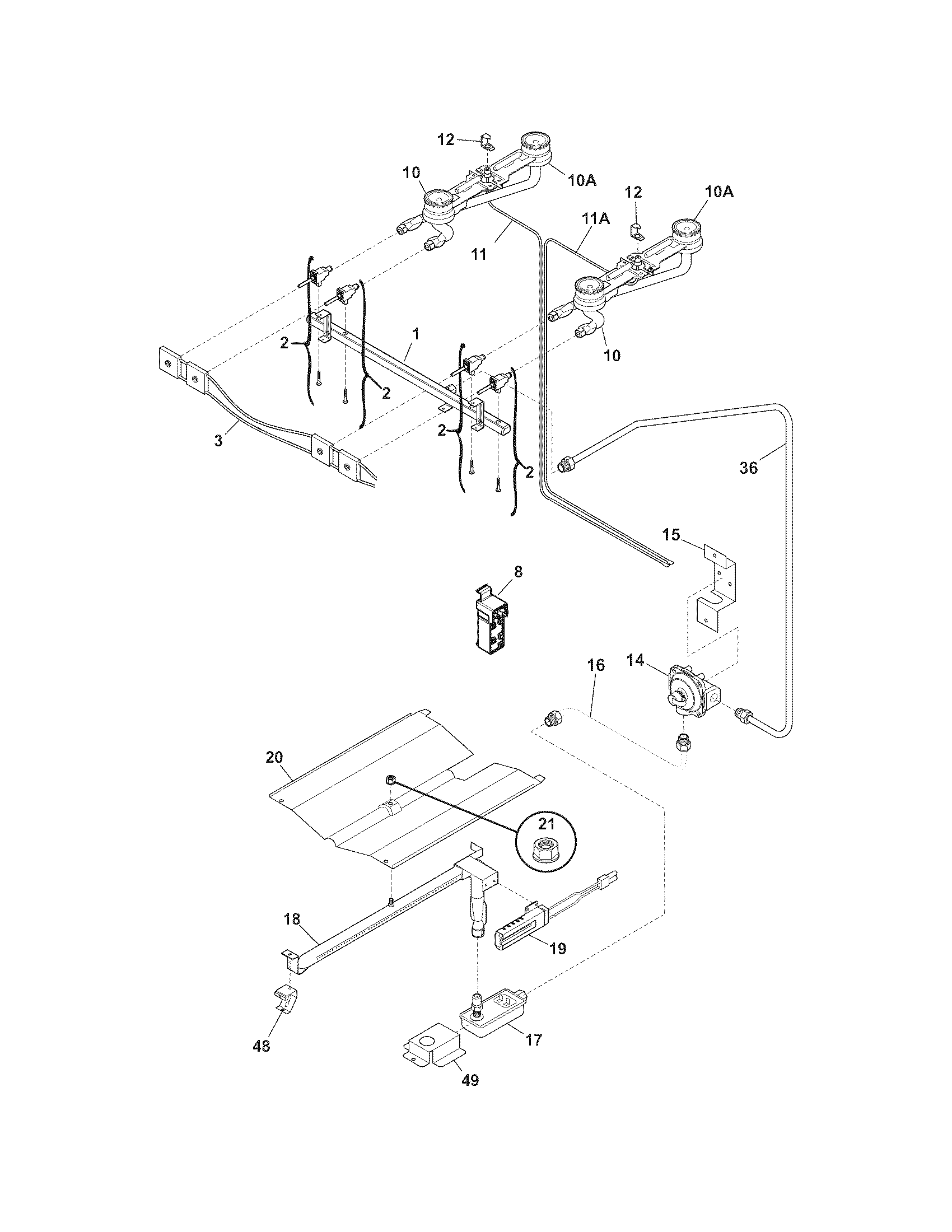 Frigidaire XFLF3005LQB burner diagram