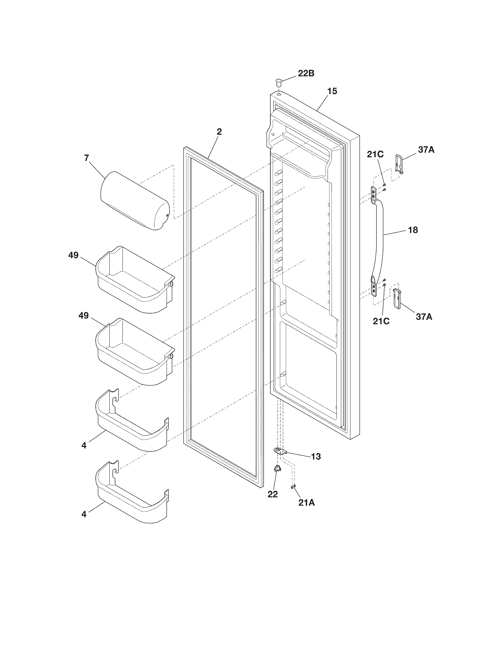 Frigidaire FRS3HR35KM4 refrigerator door diagram