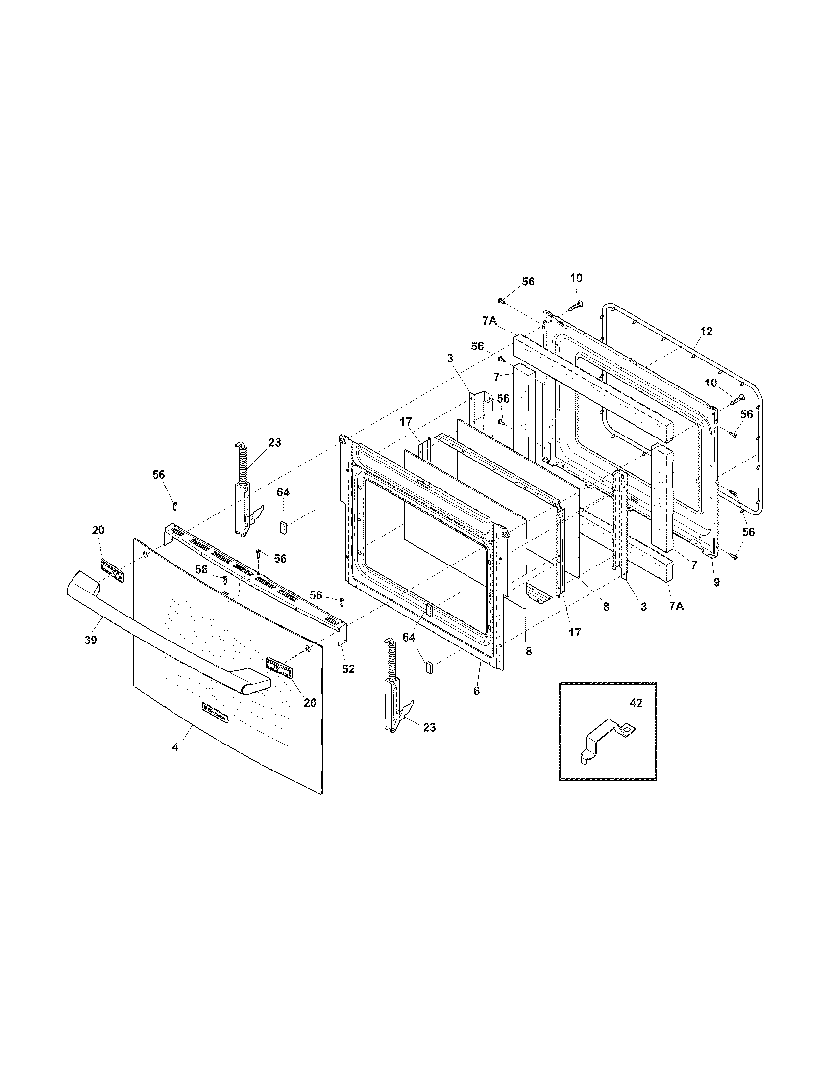 Electrolux EW27EW55GB5 door diagram