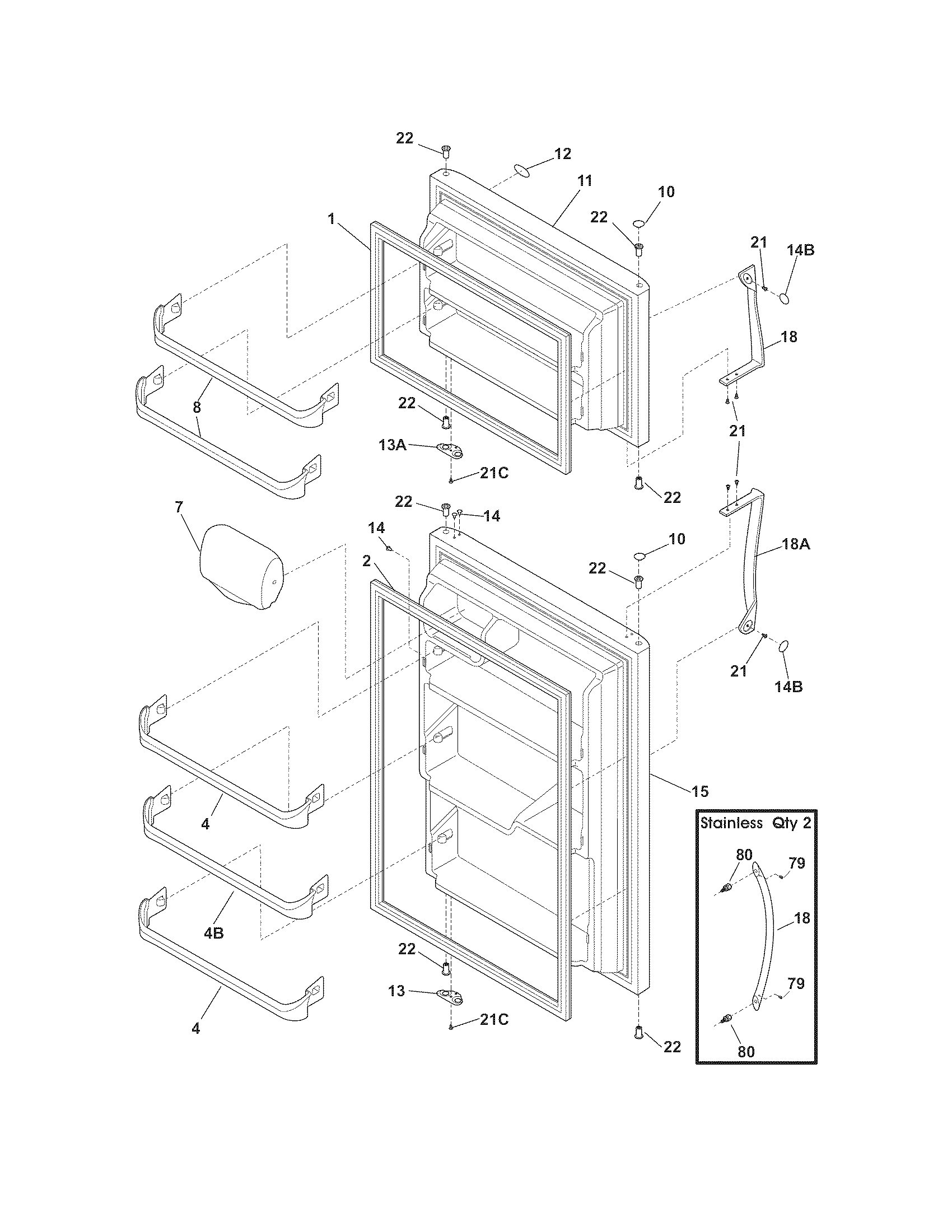 Crosley CRT185LW3 door diagram
