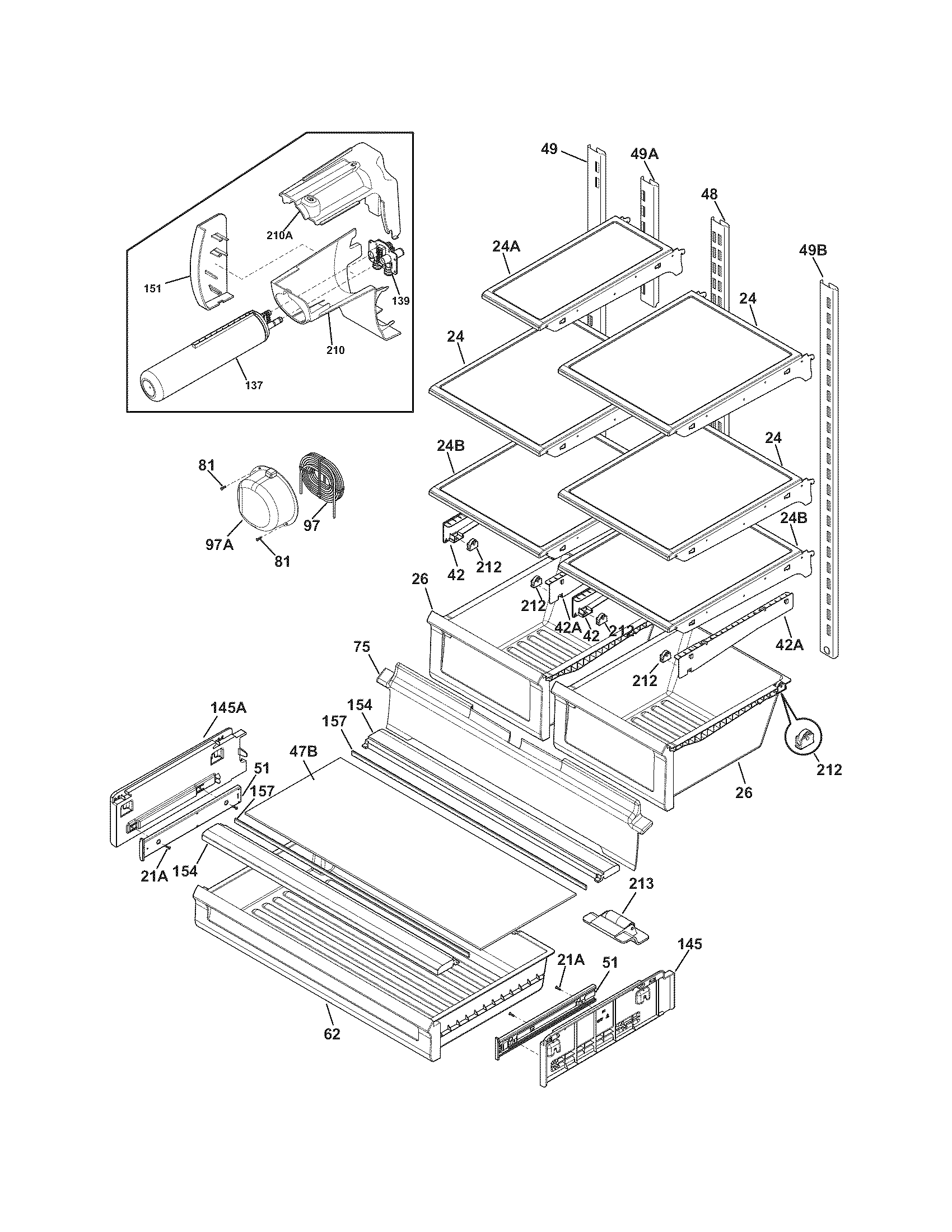 Crosley CFD26WIS1 shelves diagram