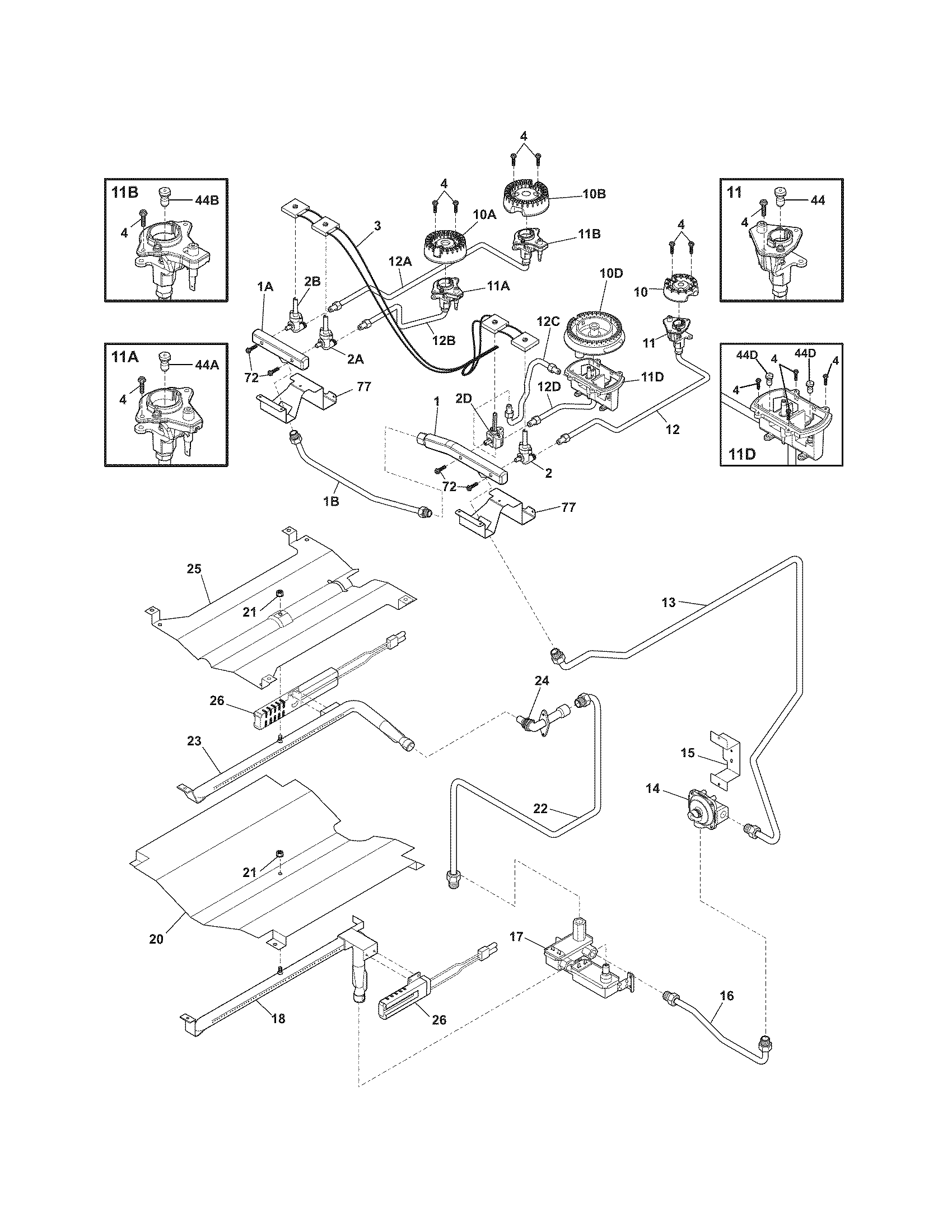 Electrolux EW30GS65GB8 burner diagram