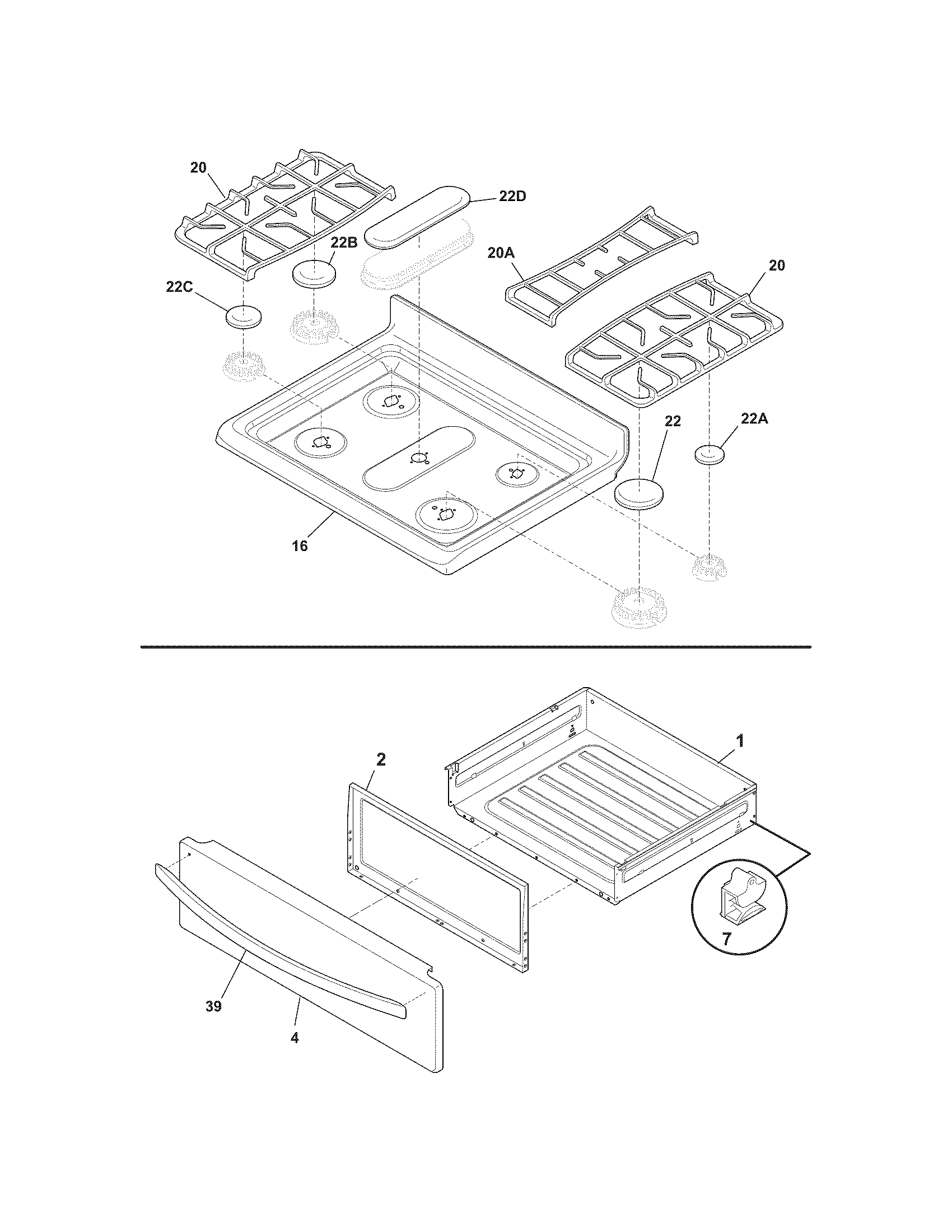 Kenmore 79072803012 top/drawer diagram