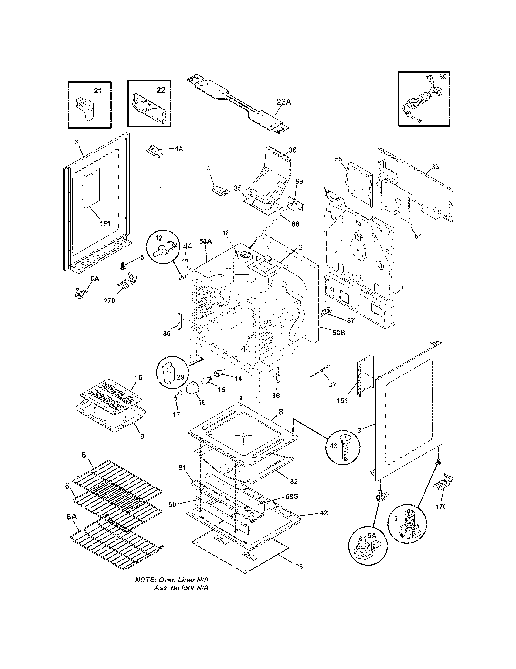 Frigidaire FGGF3031KBJ body diagram
