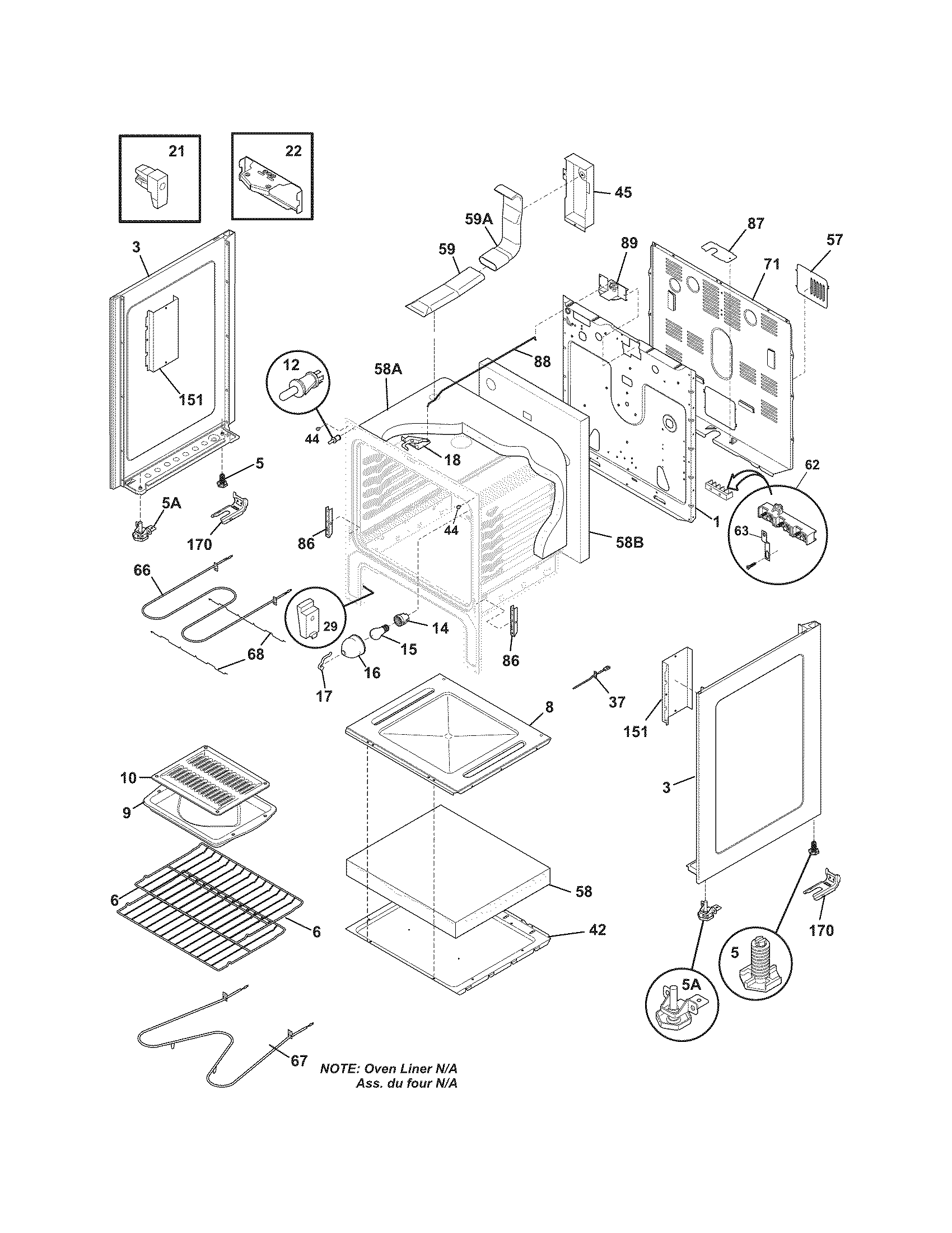 Frigidaire FEF366LSA body diagram