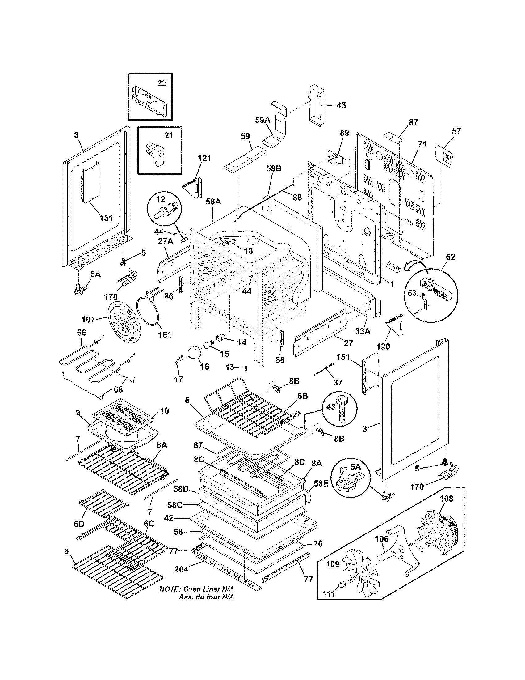 Frigidaire FGEF3077KBC body diagram
