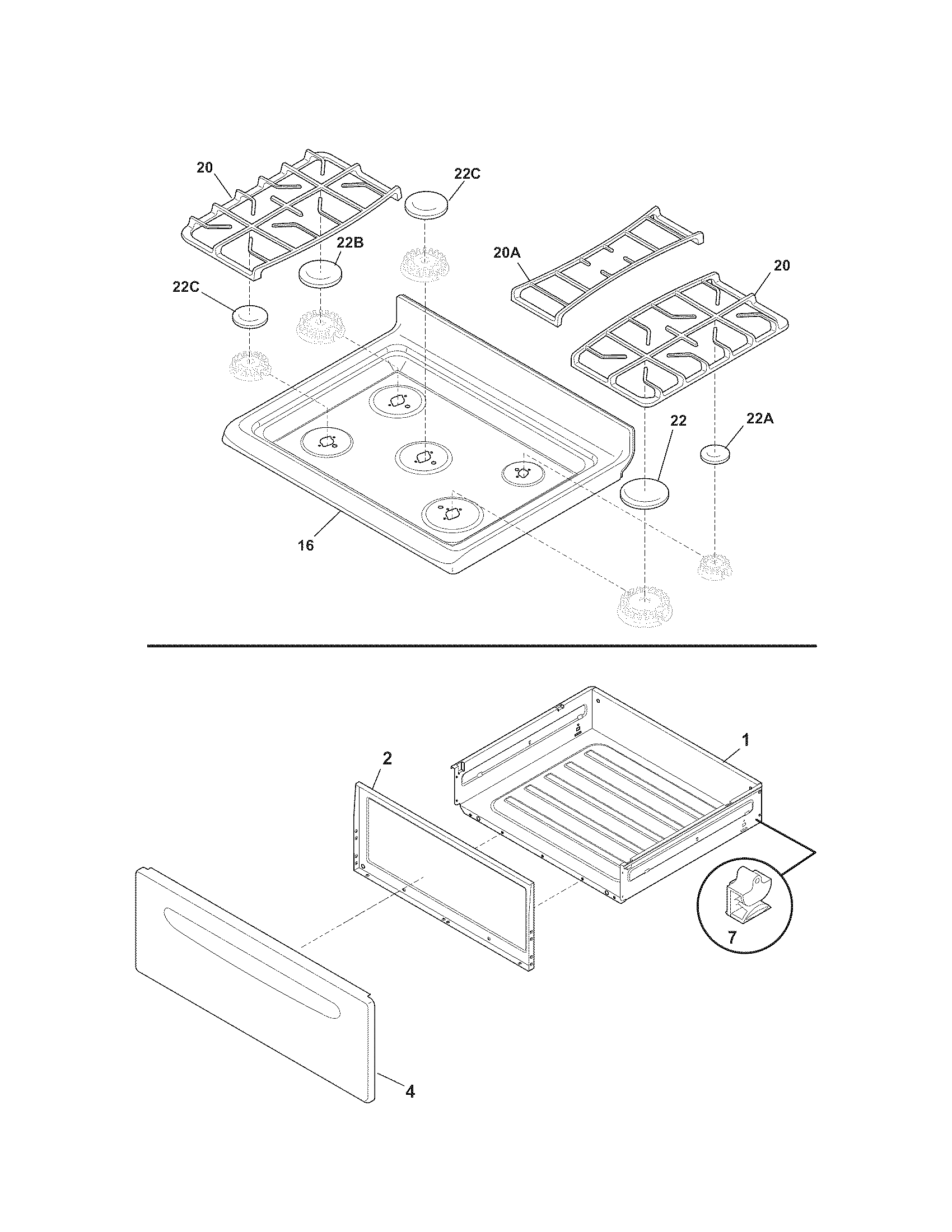 Kenmore 79072709012 top/drawer diagram