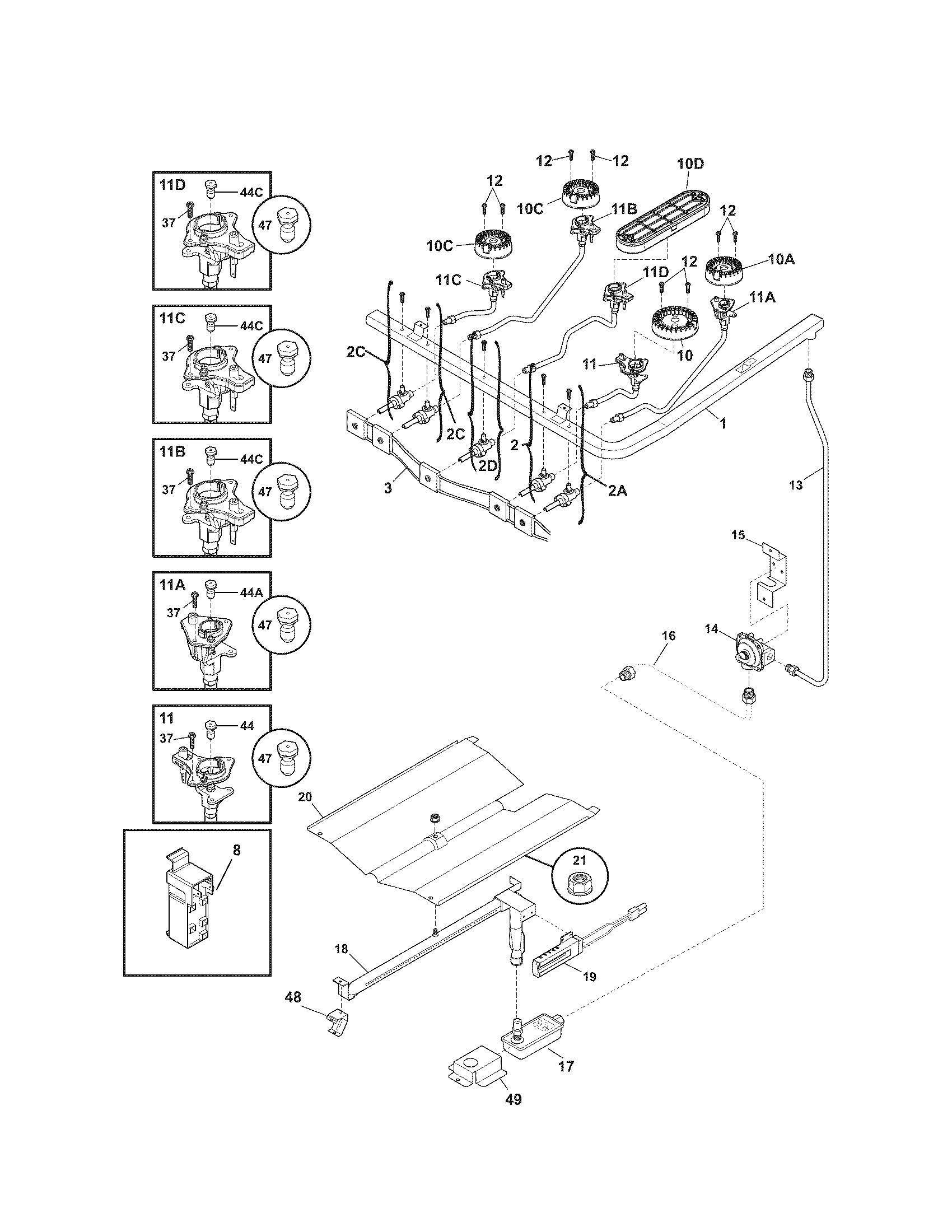 Kenmore 79070603010 burner diagram