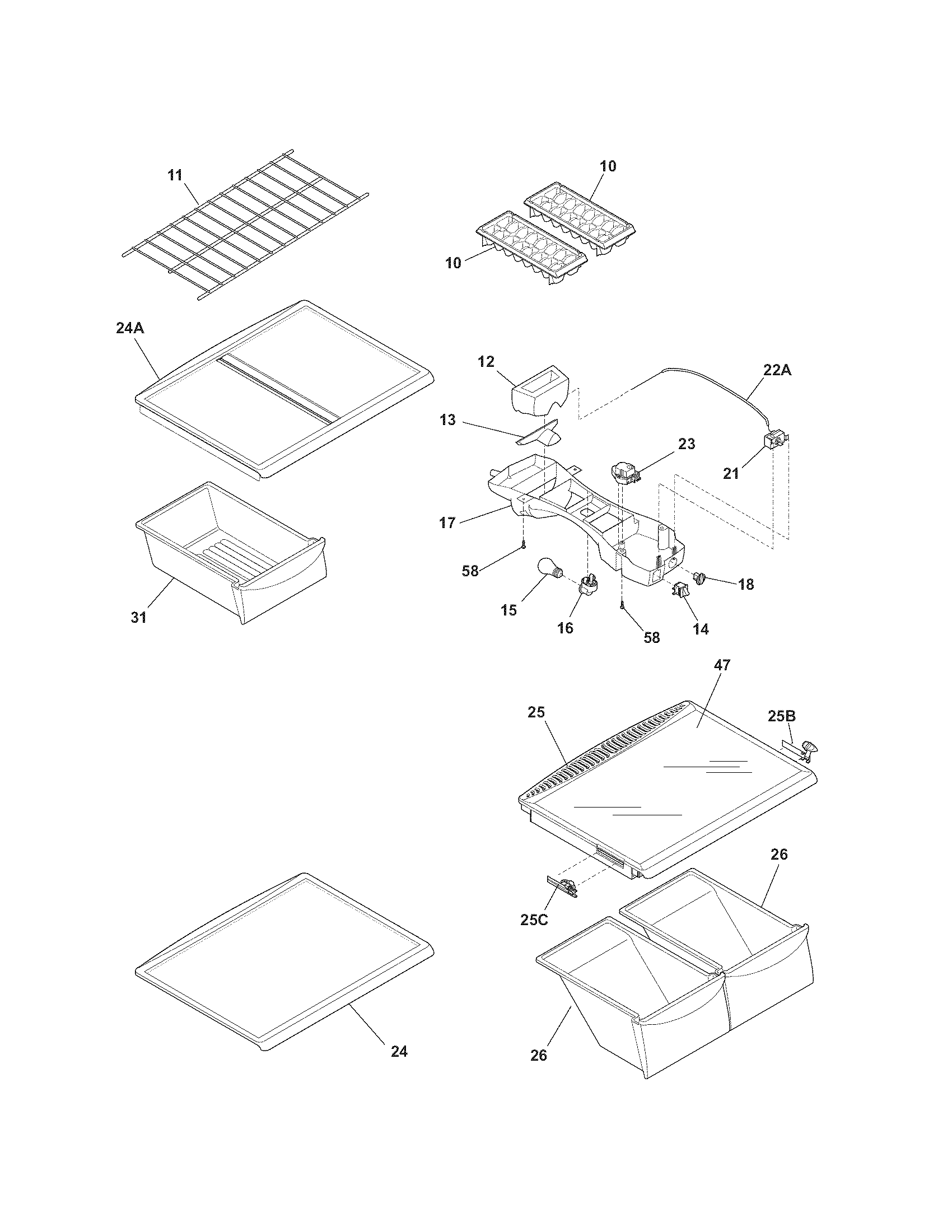 Kenmore 25362119011 shelves diagram