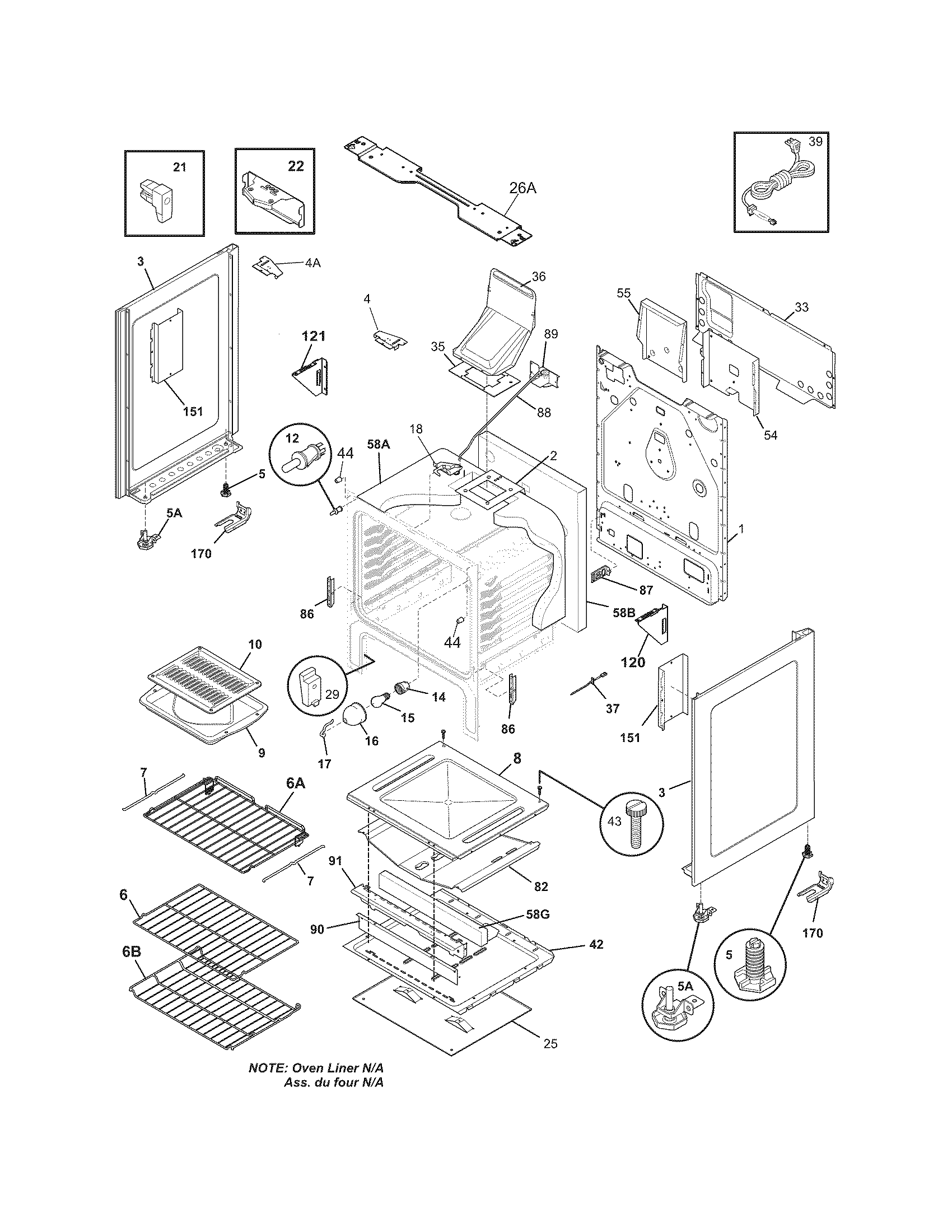 Frigidaire LGGF3032KWJ body diagram